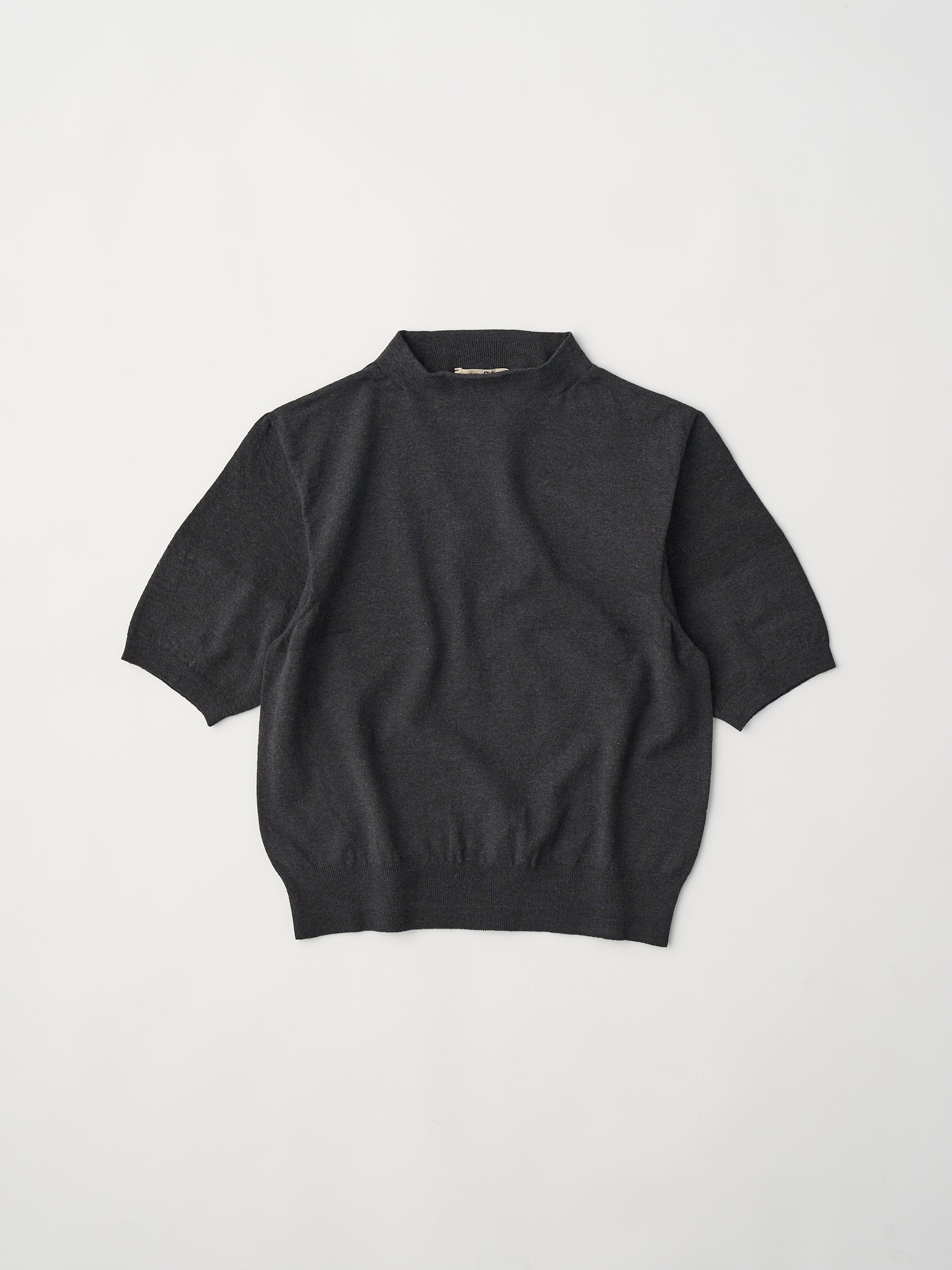 stretch organic cotton bottle-neck sweater