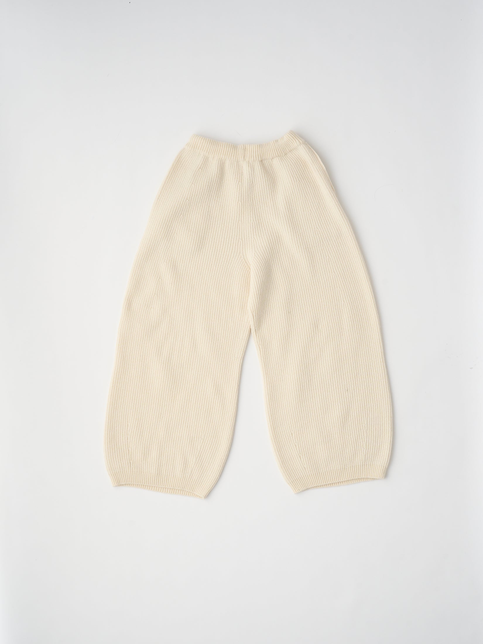 WOOLEN COTTON & EX.FINE LAMBS WOOL RIBBED-KNIT WIDE PANTS