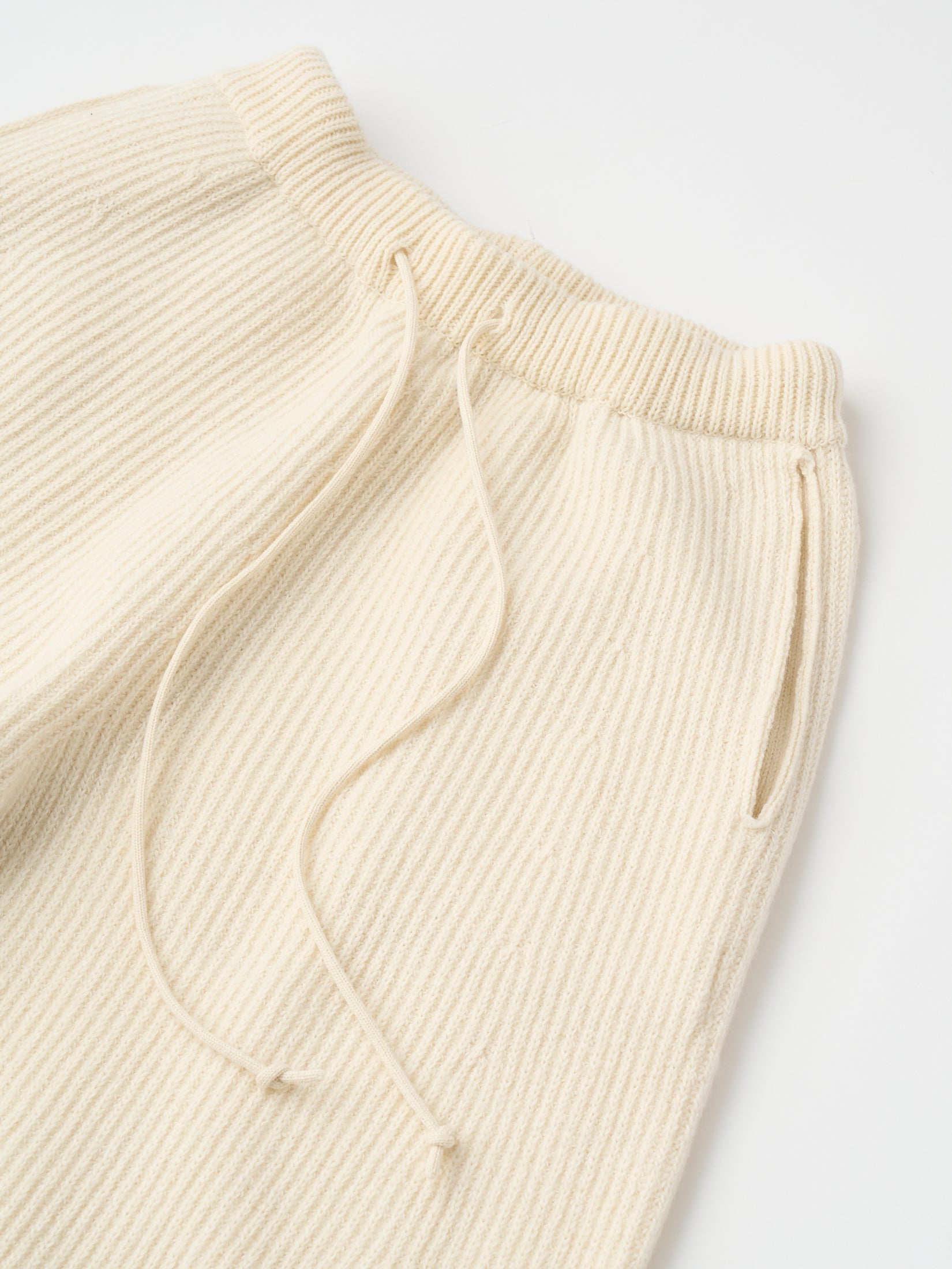 WOOLEN COTTON & EX.FINE LAMBS WOOL RIBBED-KNIT WIDE PANTS