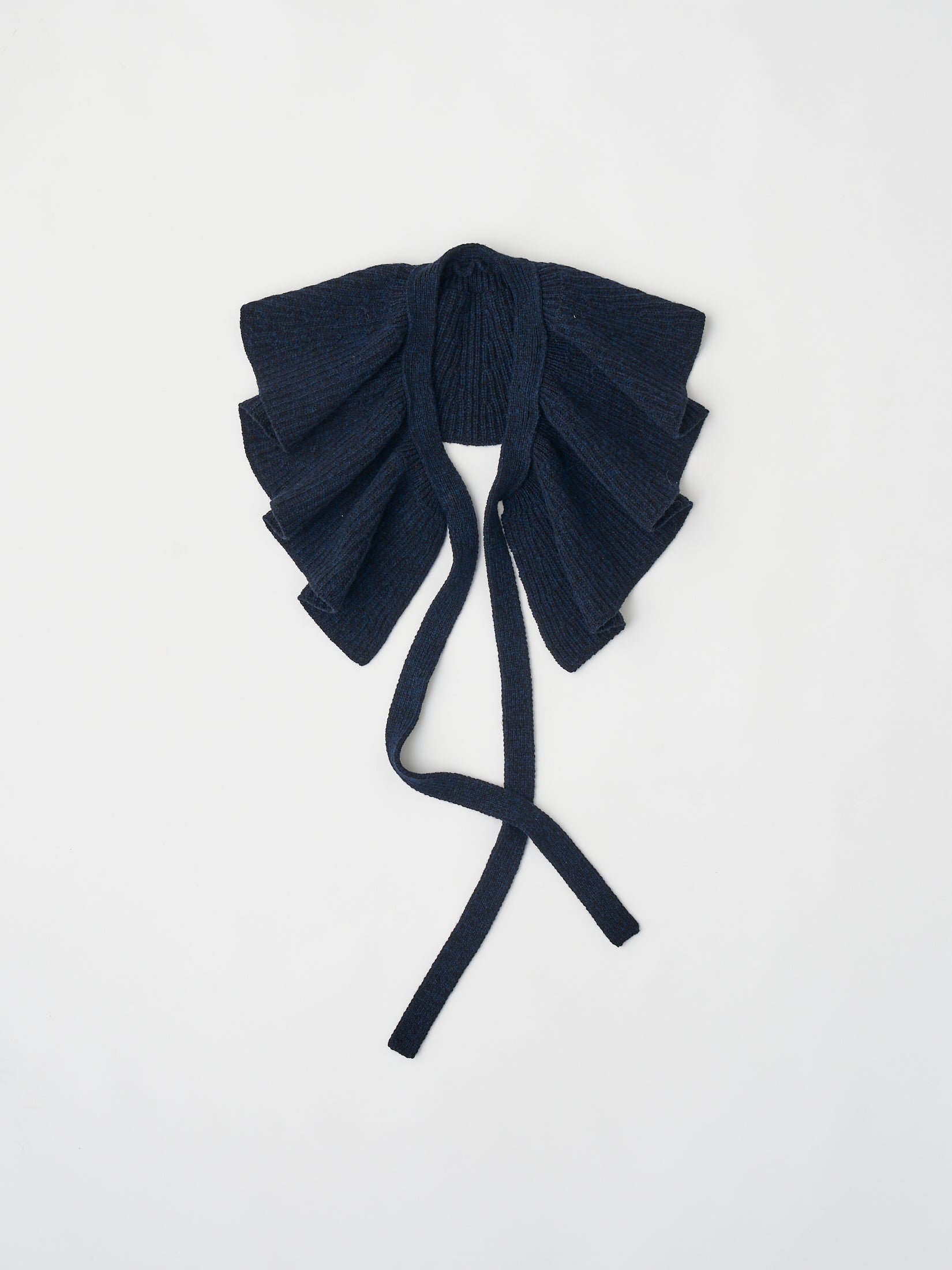 WOOLEN COTTON & EX.FINE LAMBS WOOL RIBBED-KNIT FRILL COLLAR