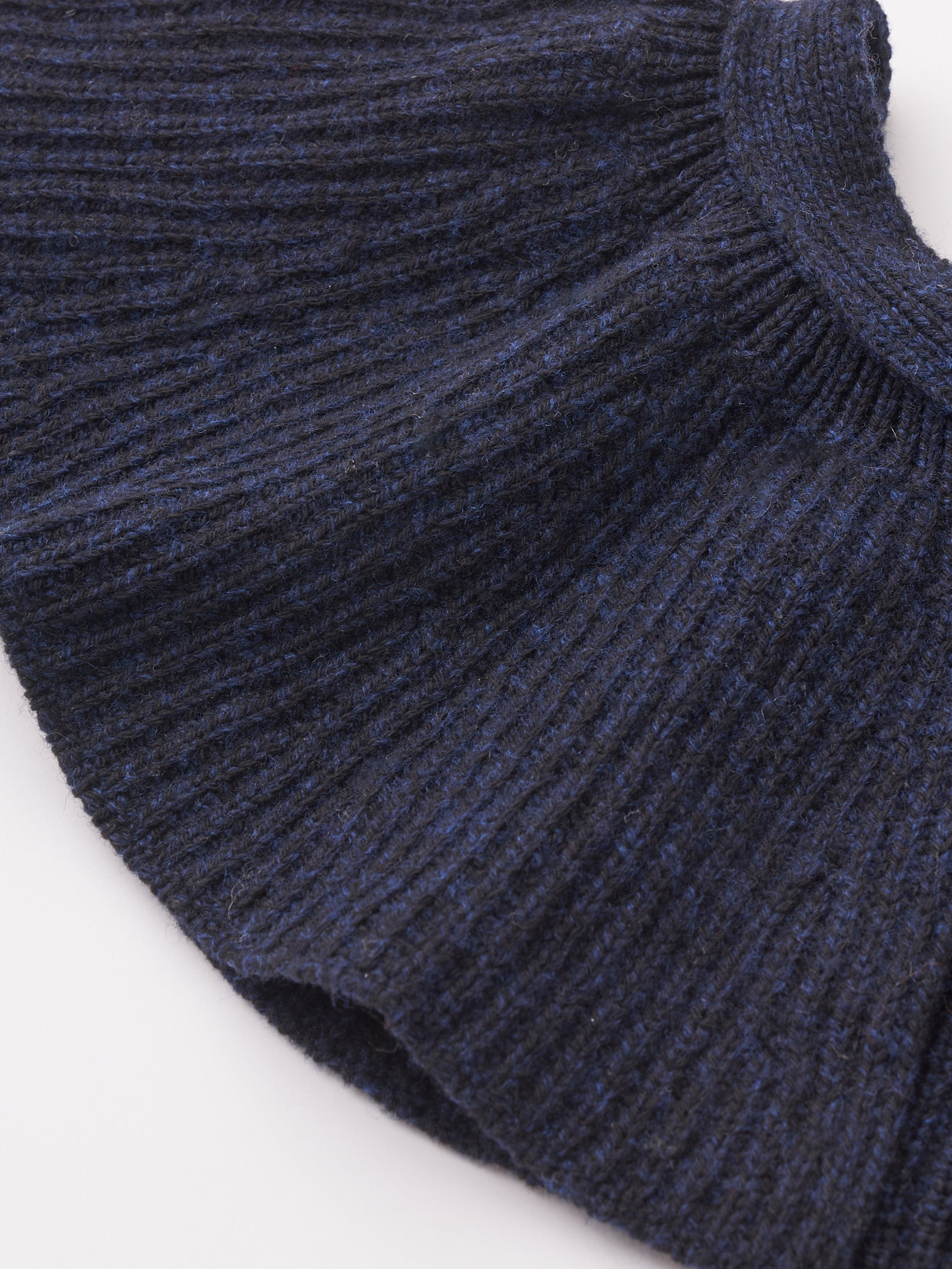 WOOLEN COTTON & EX.FINE LAMBS WOOL RIBBED-KNIT FRILL COLLAR