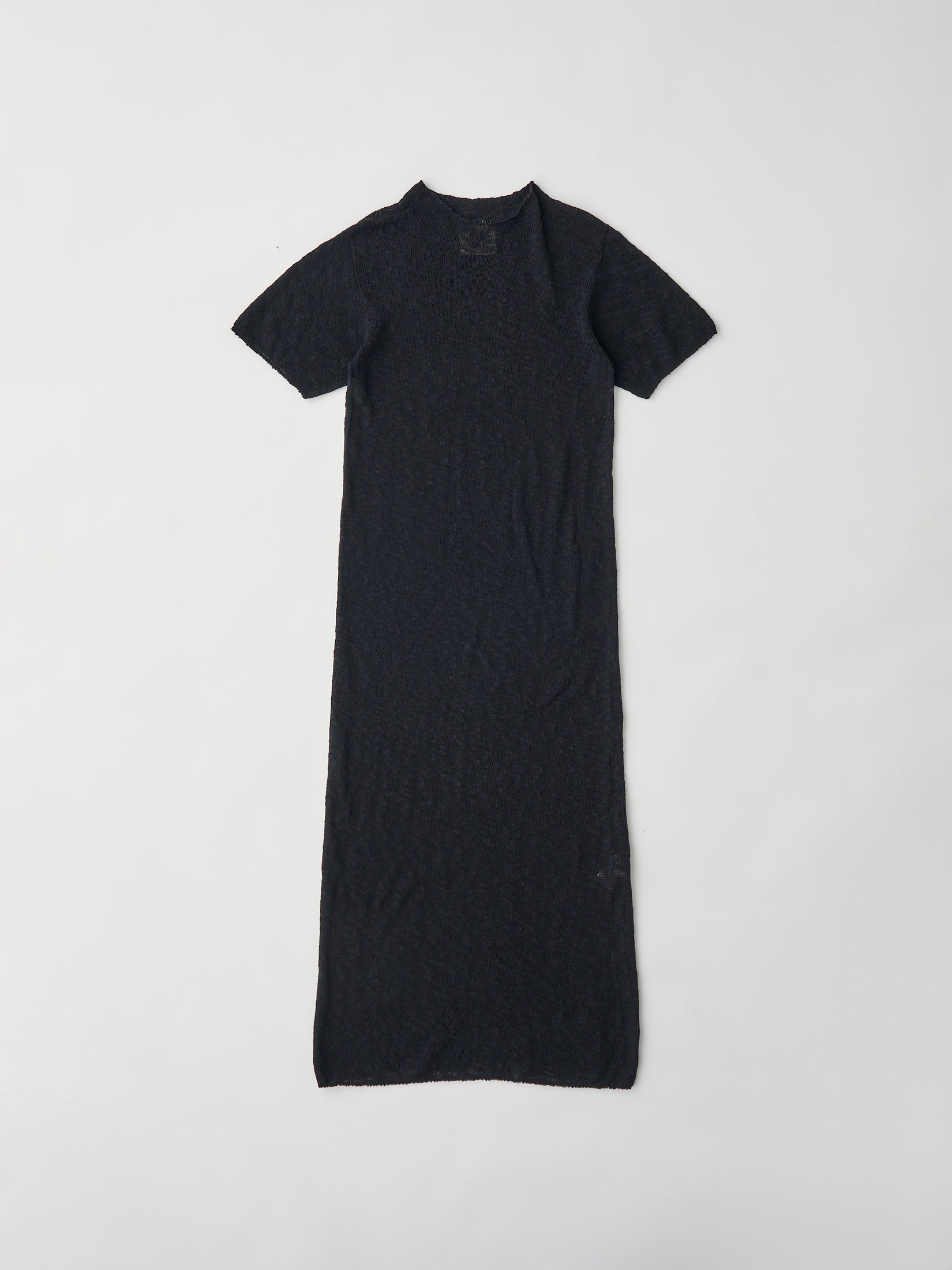 COTTON & SILK SLUB YARN BOTTLE-NECK DRESS