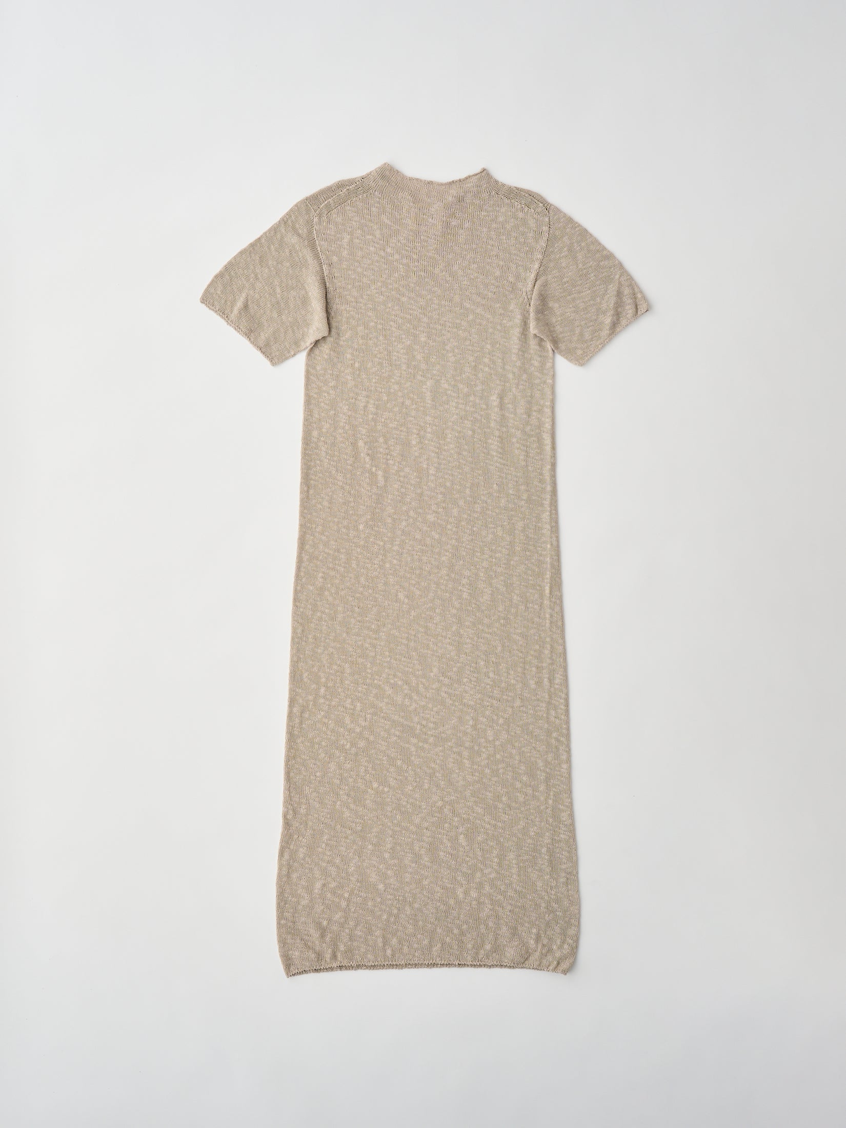 COTTON & SILK SLUB YARN BOTTLE-NECK DRESS