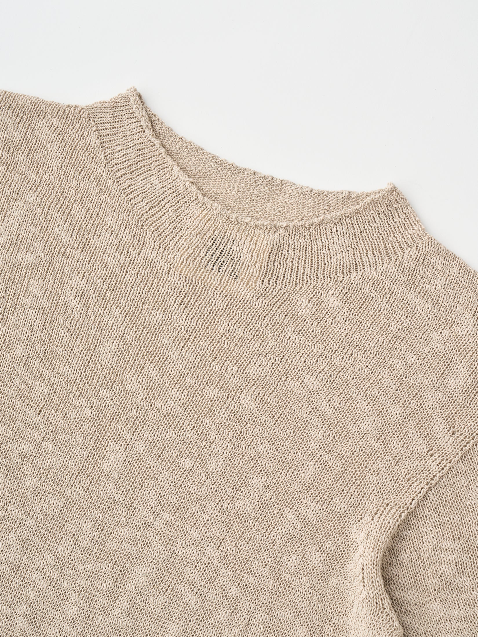 COTTON & SILK SLUB YARN BOTTLE-NECK DRESS