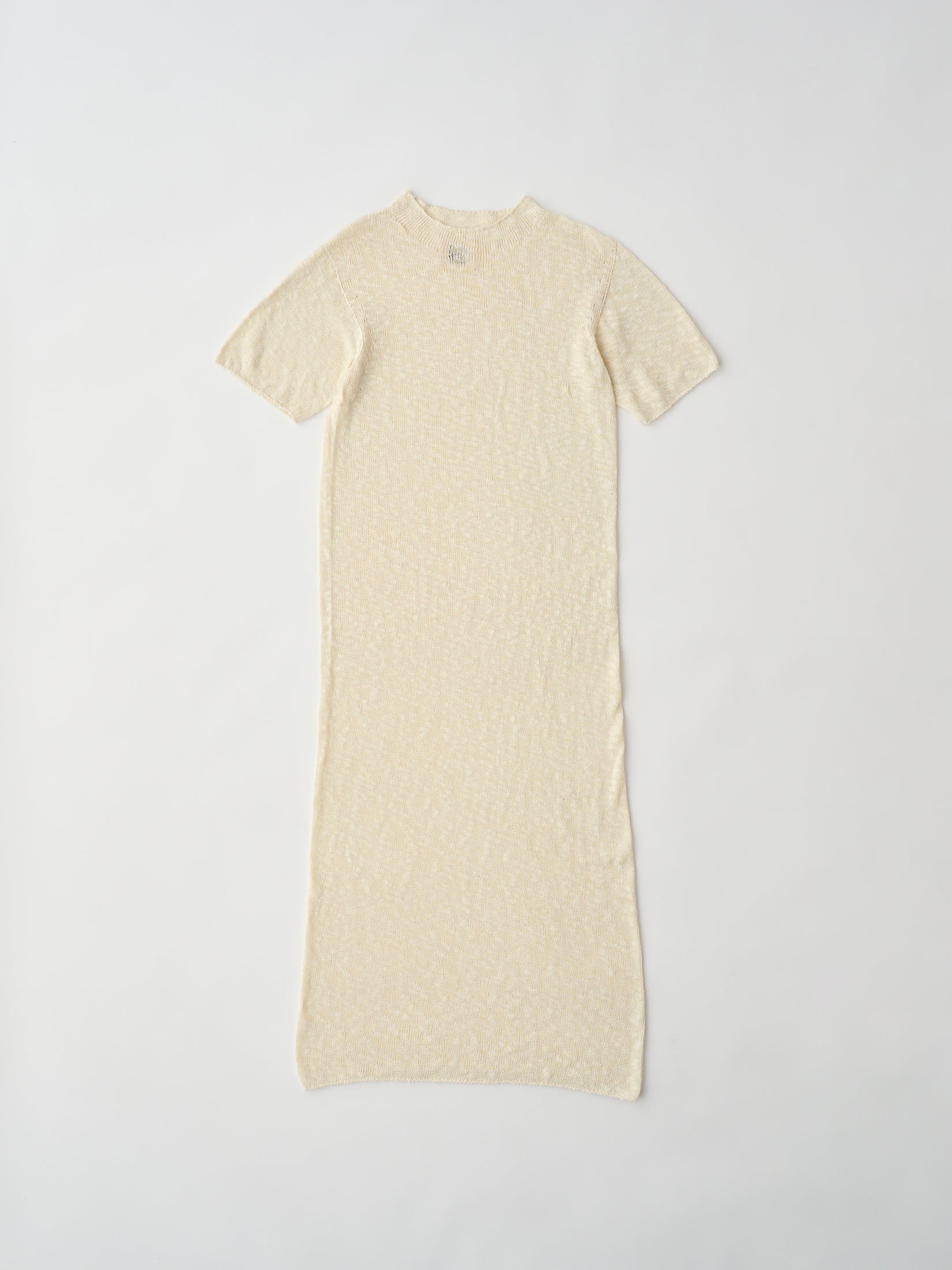 COTTON & SILK SLUB YARN BOTTLE-NECK DRESS