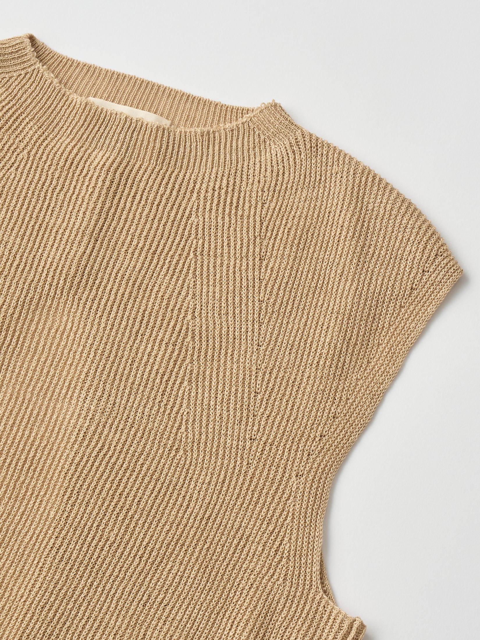 FRENCH LINEN RIBBED-KNIT VEST