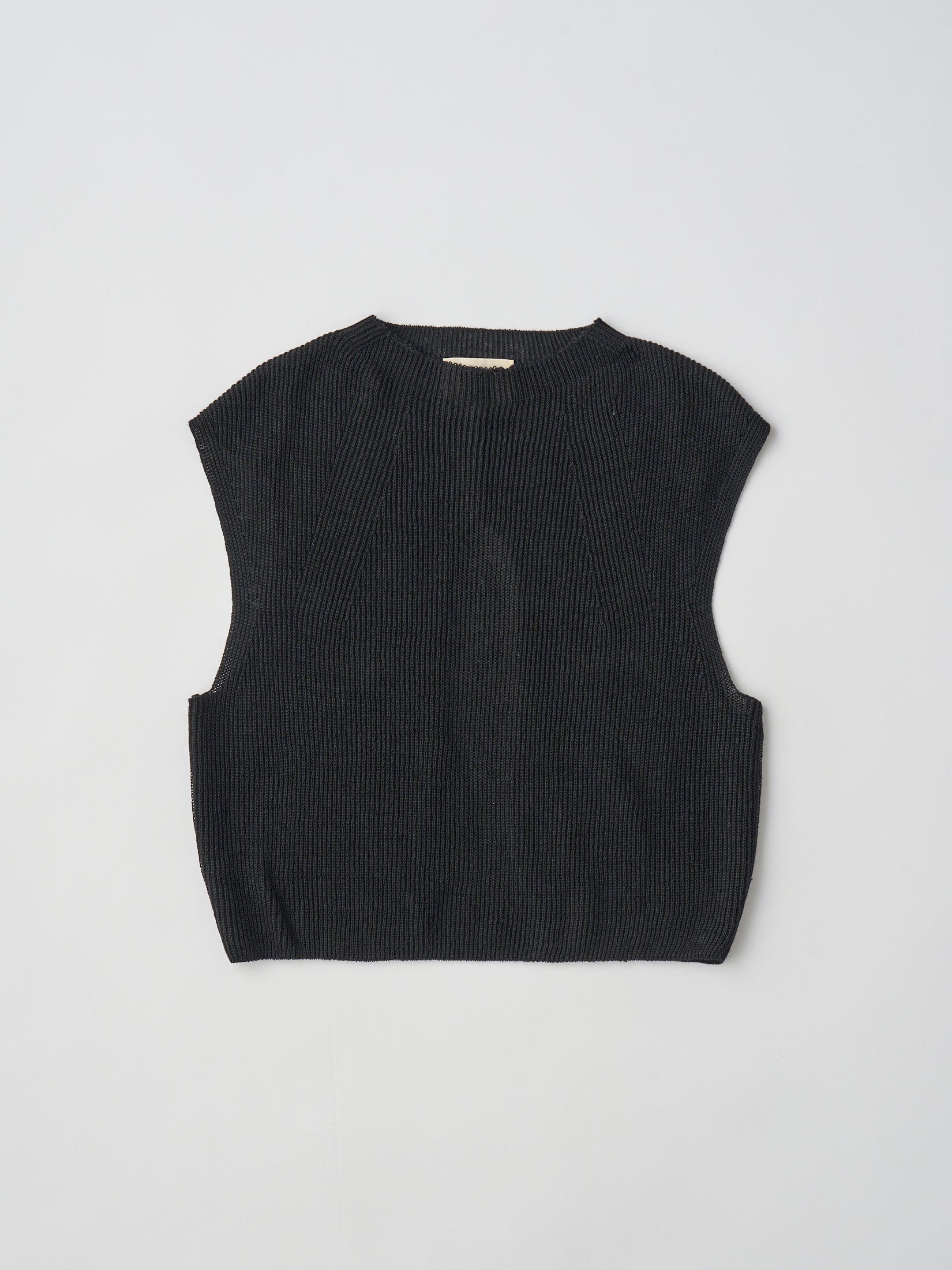 FRENCH LINEN RIBBED-KNIT VEST