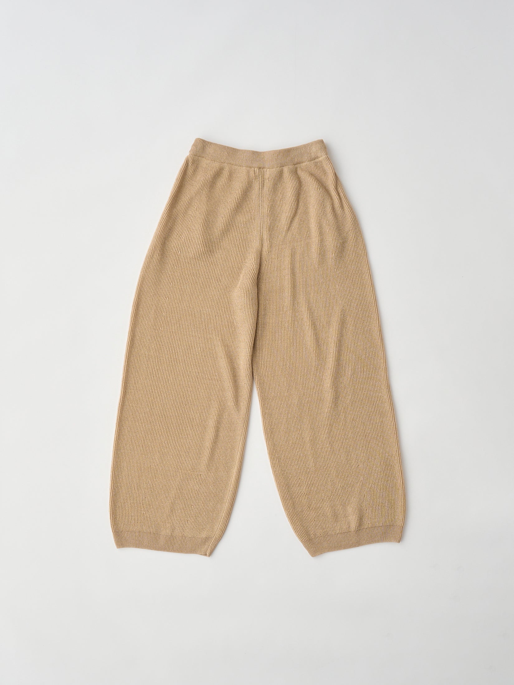 FRENCH LINEN RIBBED-KNIT WIDE-LEG PANTS