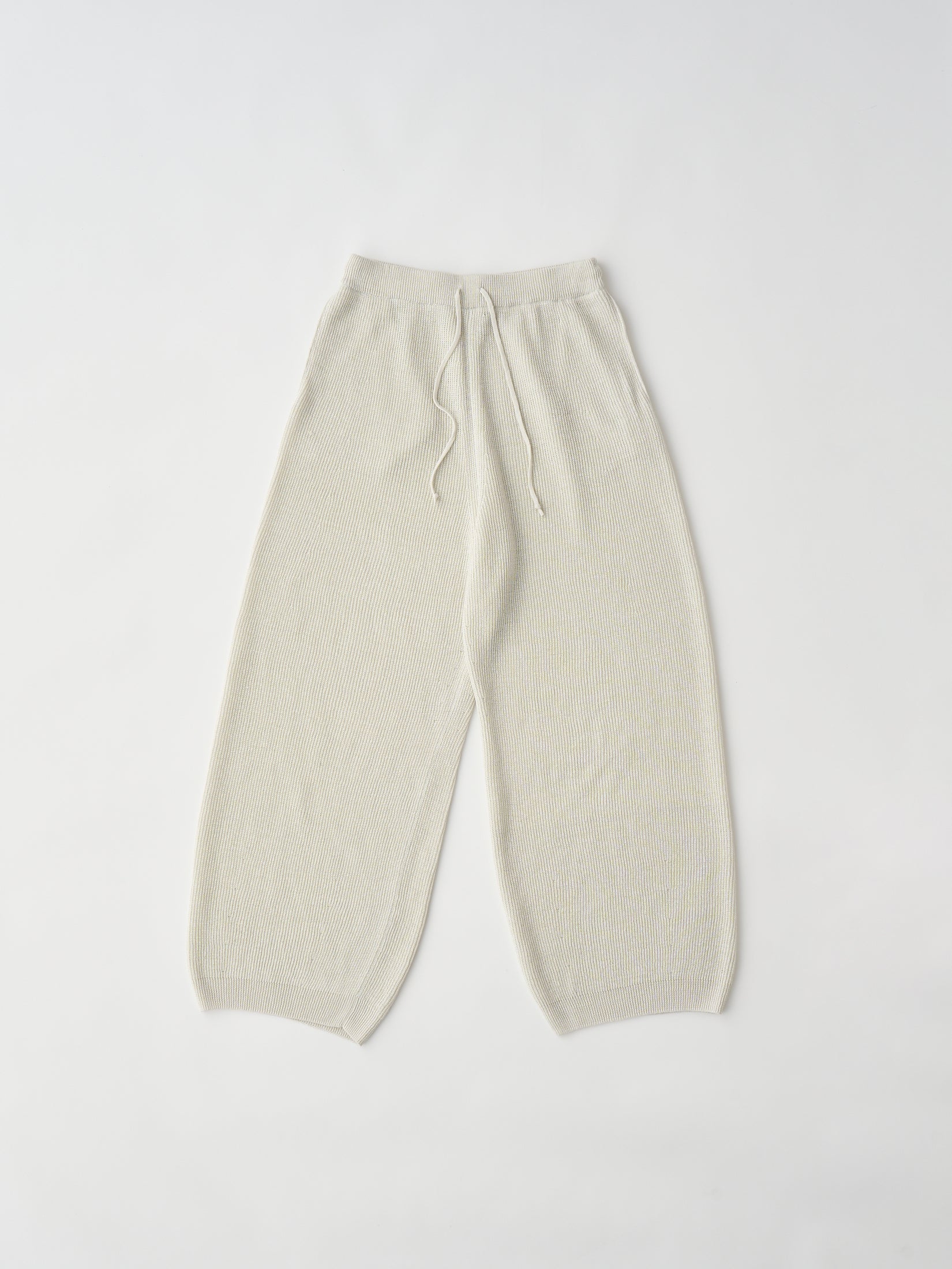 FRENCH LINEN RIBBED-KNIT WIDE-LEG PANTS