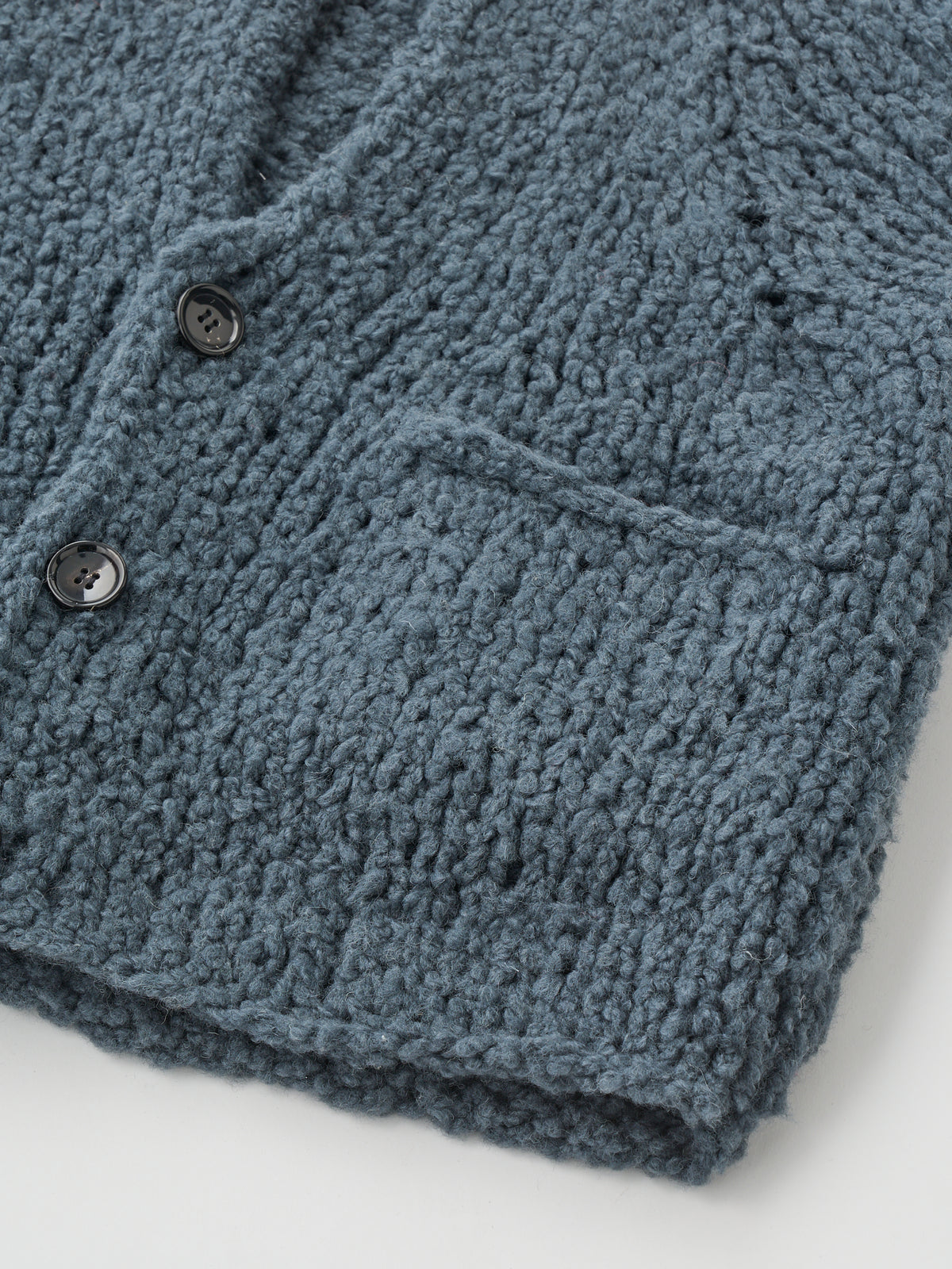 BRITISH SUPER DOWN SLUB FELT YARN HAND-KNIT CARDIGAN