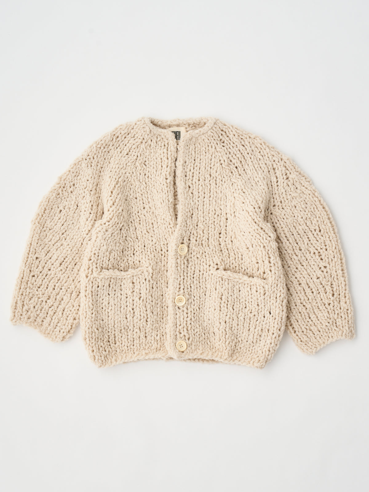 BRITISH SUPER DOWN SLUB FELT YARN HAND-KNIT CARDIGAN