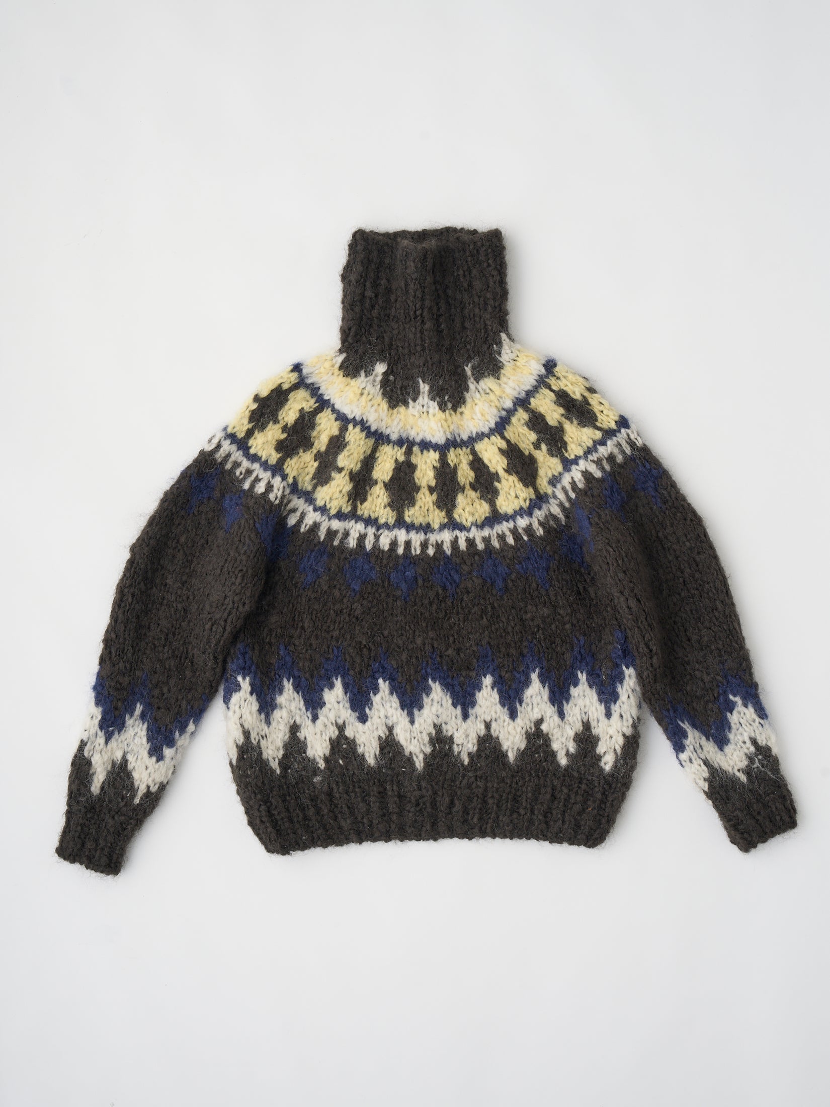 MOHAIR BLEND HAND-KNIT HIGH-NECK P/O