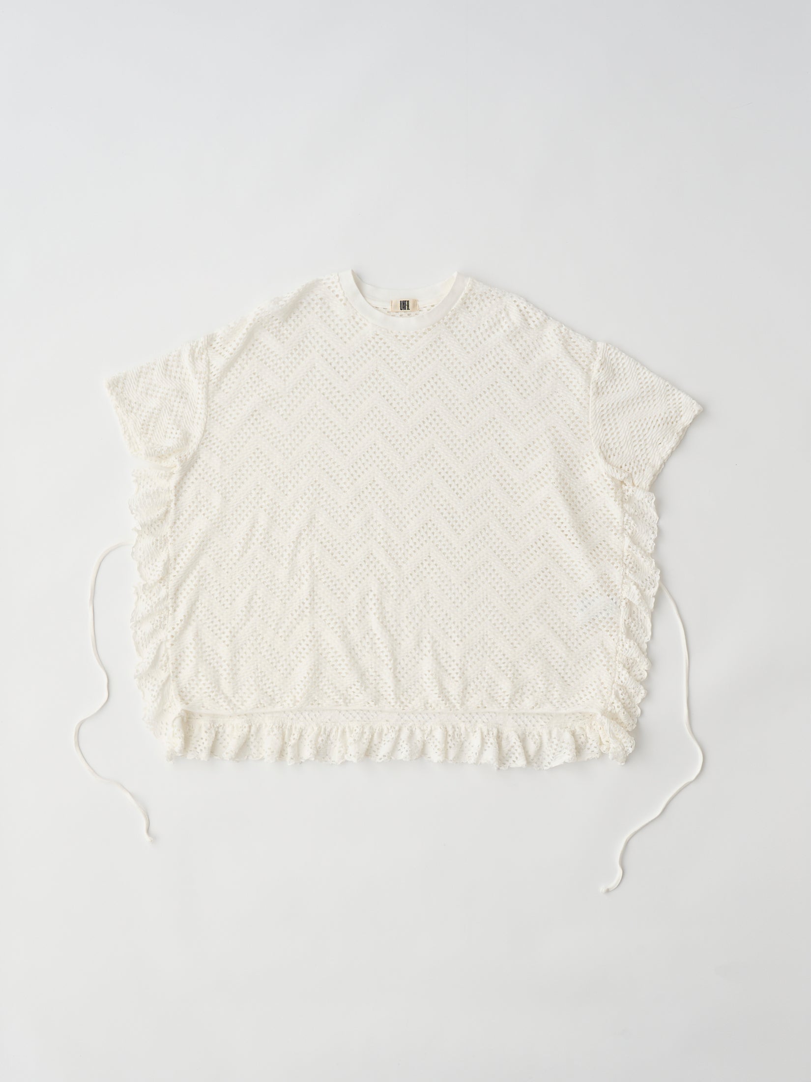 PATTERN MESH COTTON JERSEY RUFFLED TEE