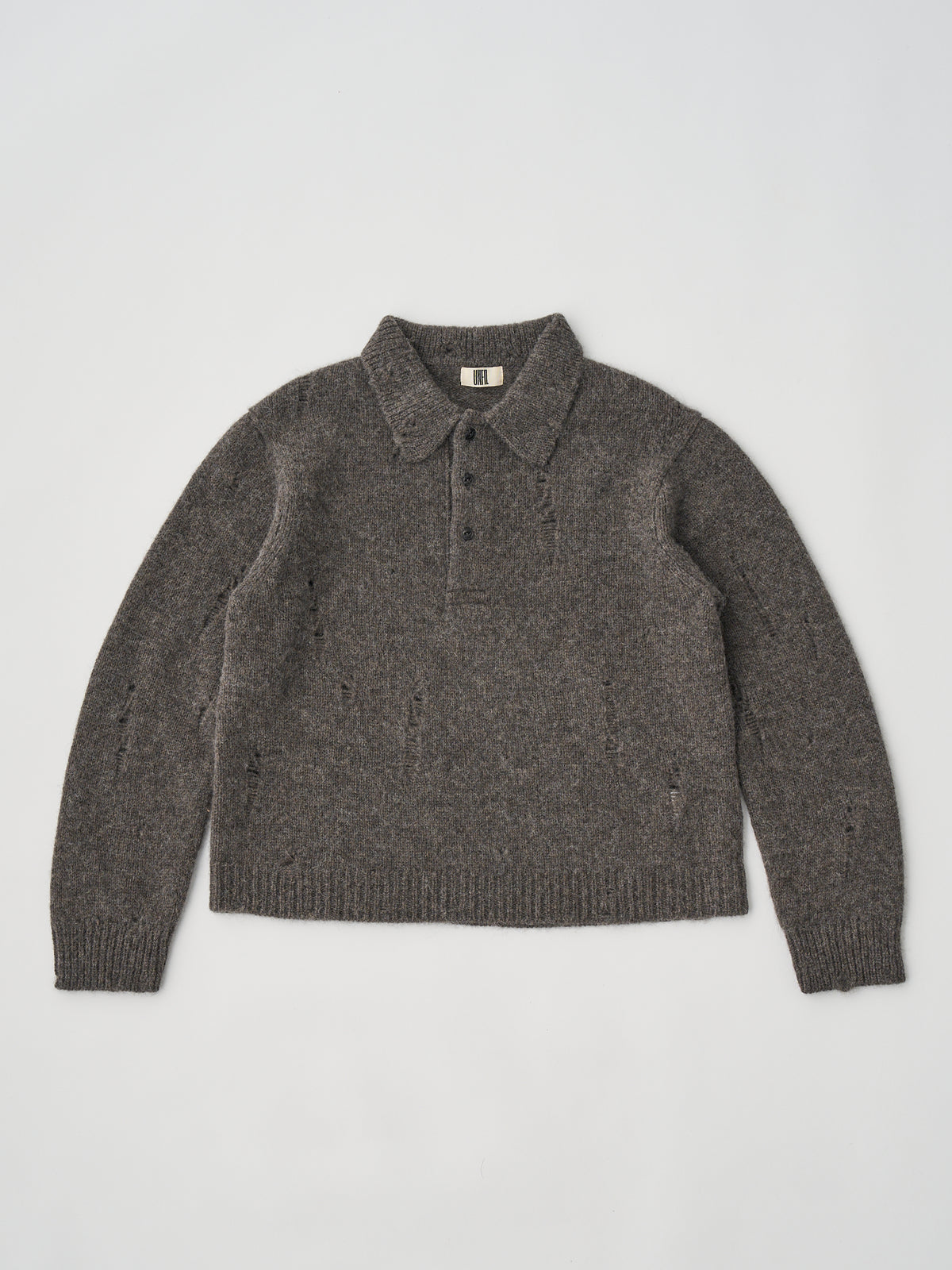 ROYAL BABY ALPACA DAMAGE PATTERN-KNIT POLO