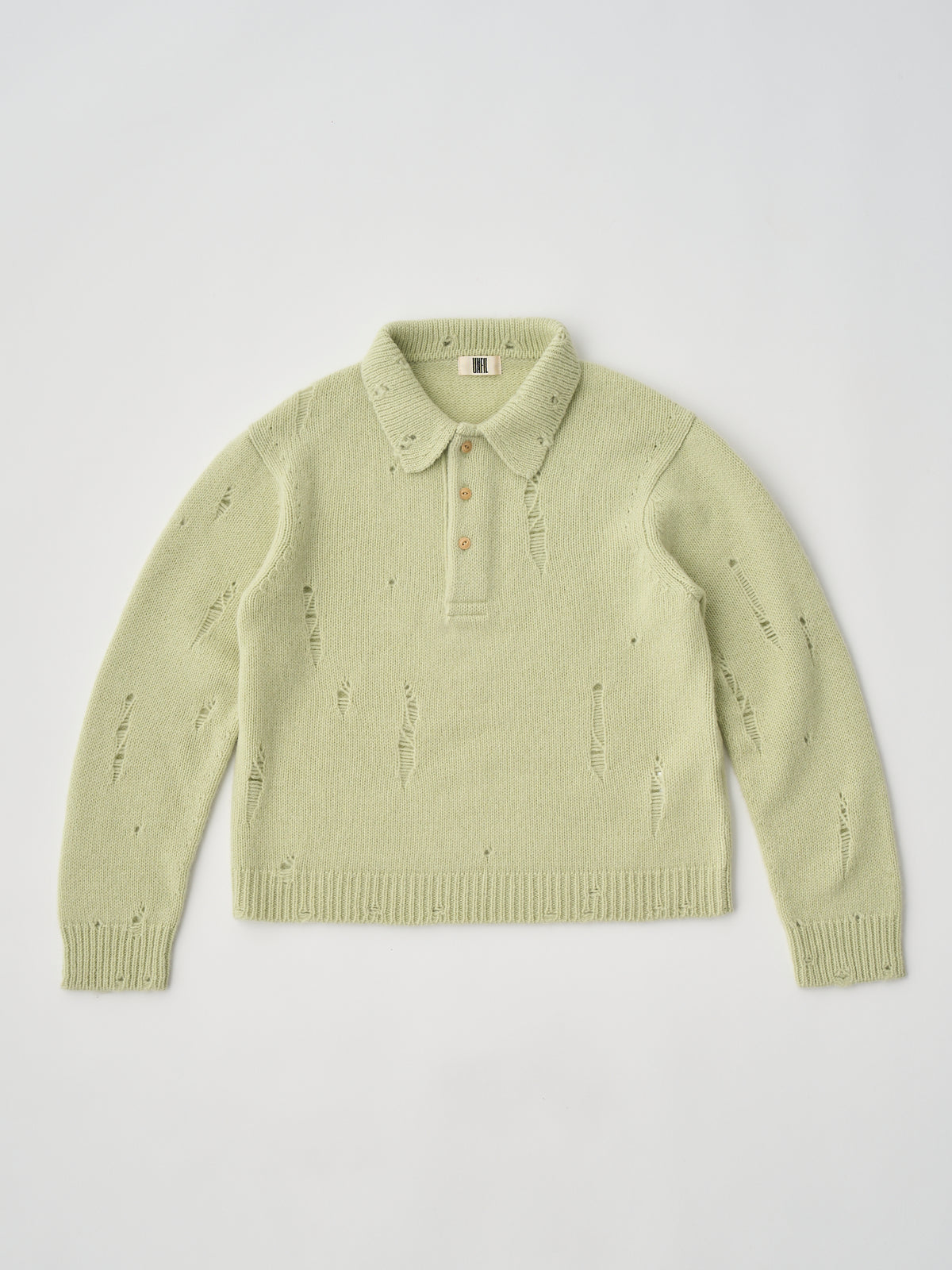 ROYAL BABY ALPACA DAMAGE PATTERN-KNIT POLO