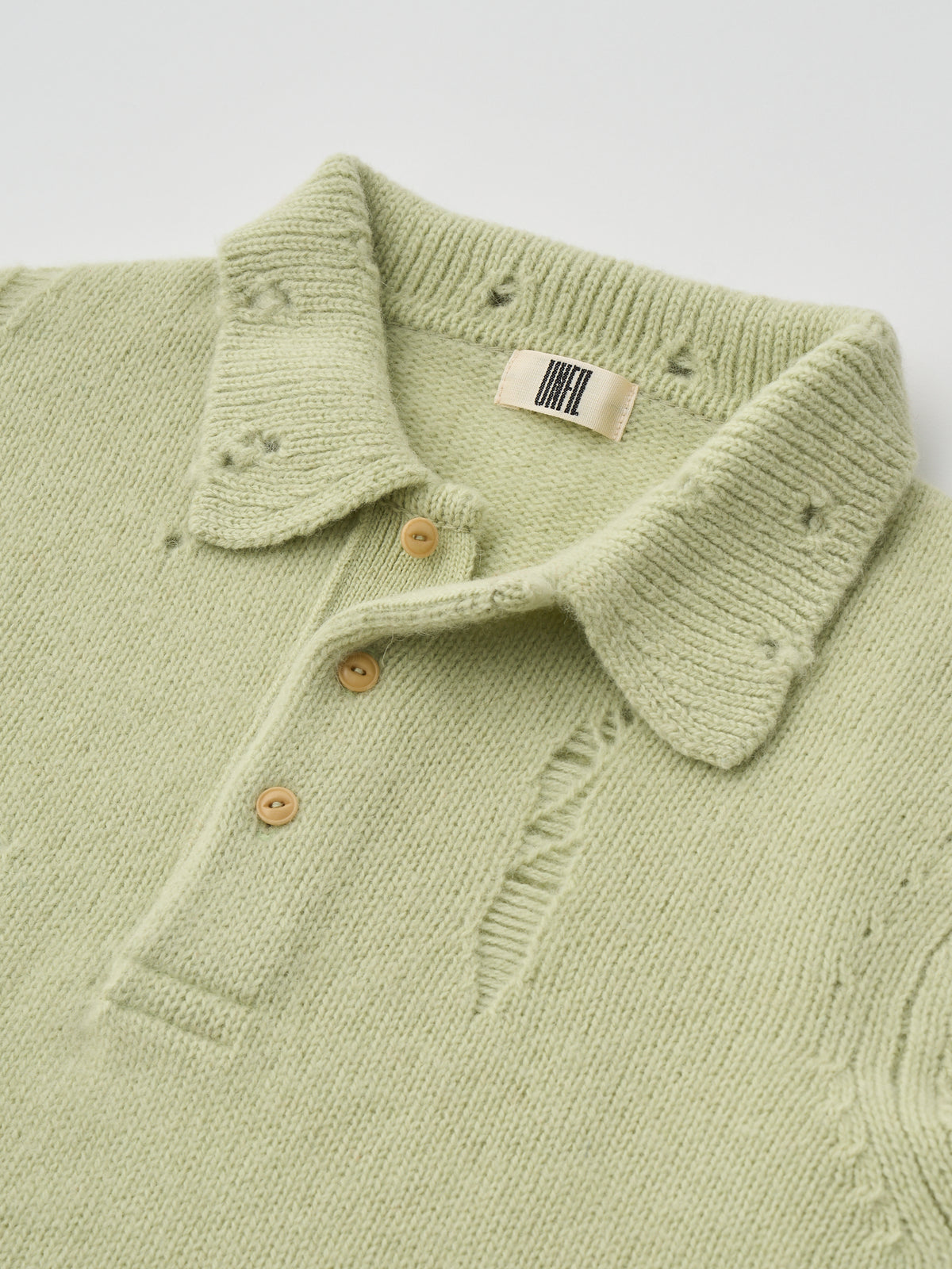 ROYAL BABY ALPACA DAMAGE PATTERN-KNIT POLO