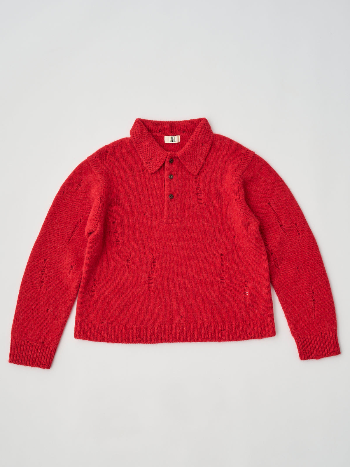 ROYAL BABY ALPACA DAMAGE PATTERN-KNIT POLO
