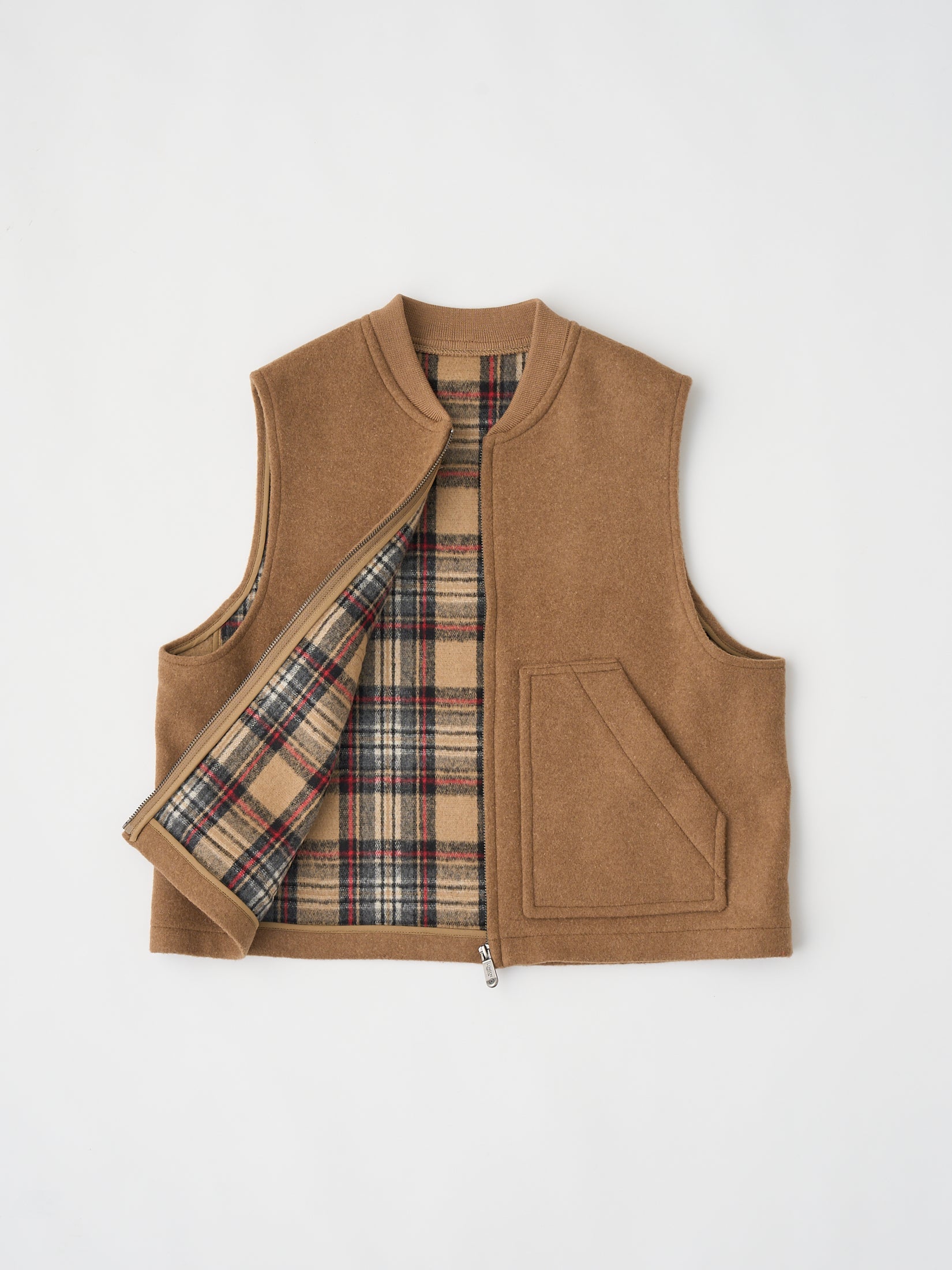 【 LONDON TRADITION × UNFIL 】WOOL BLEND DOUBLE FACE ZIP-UP VEST