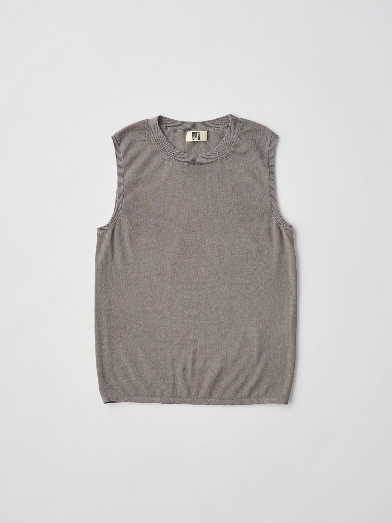 HIGH-TWISTED COTTON SHEER KNIT LAYERED SLEEVELESS TOP