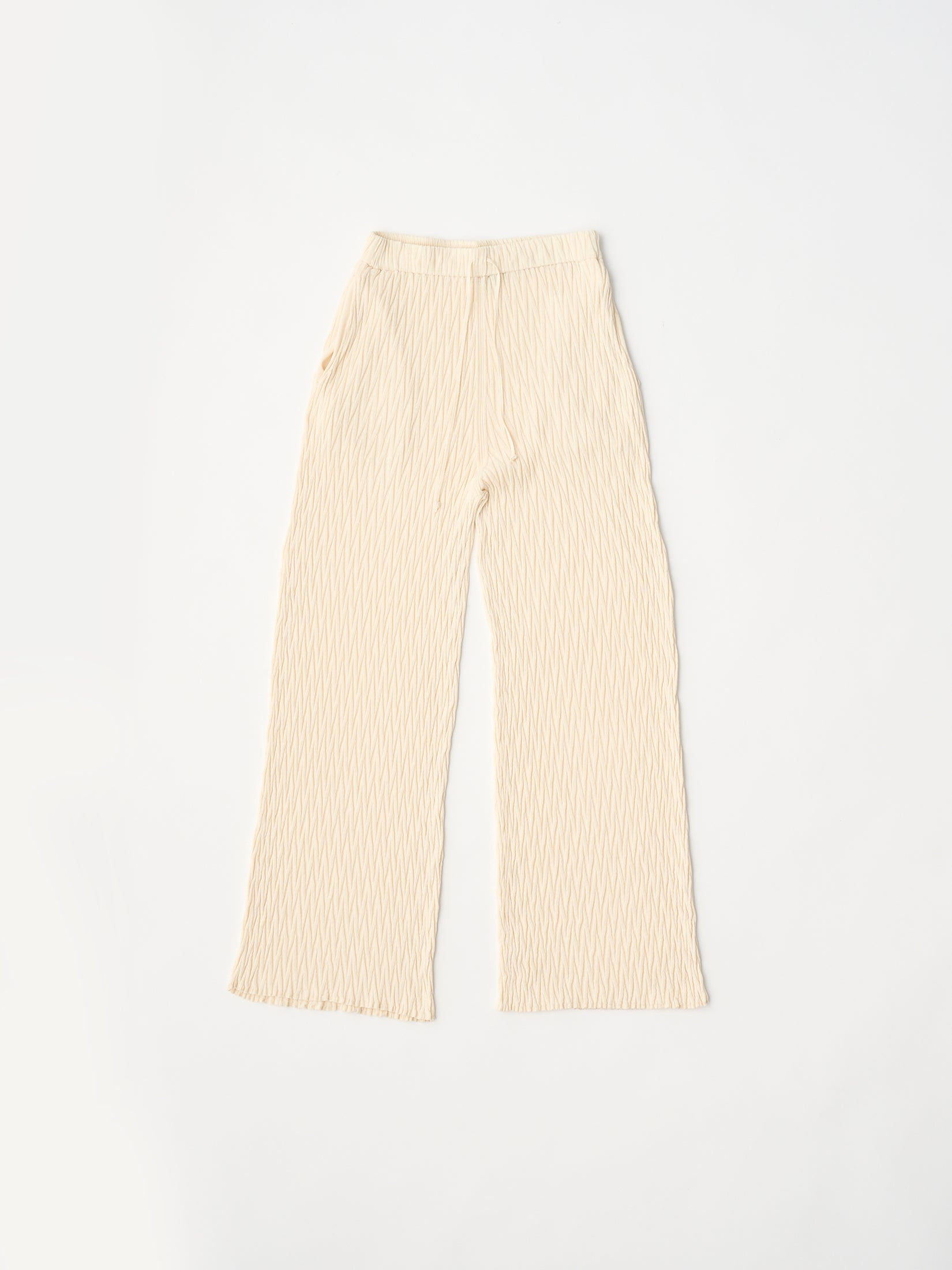 high twist cotton links-pattern ribbed-knit pants