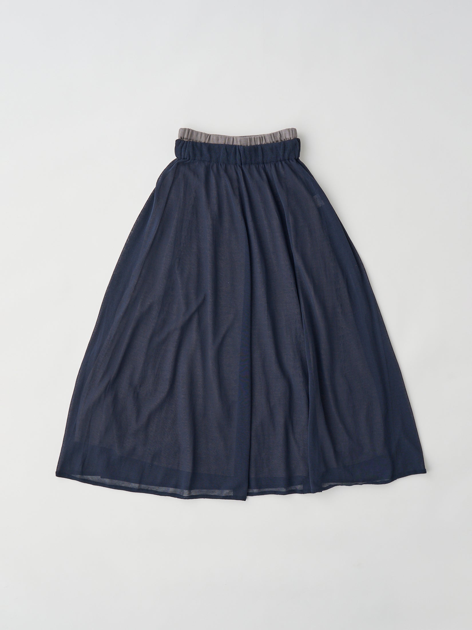 HIGH-TWISTED COTTON SHEER KNIT LAYERED SKIRT