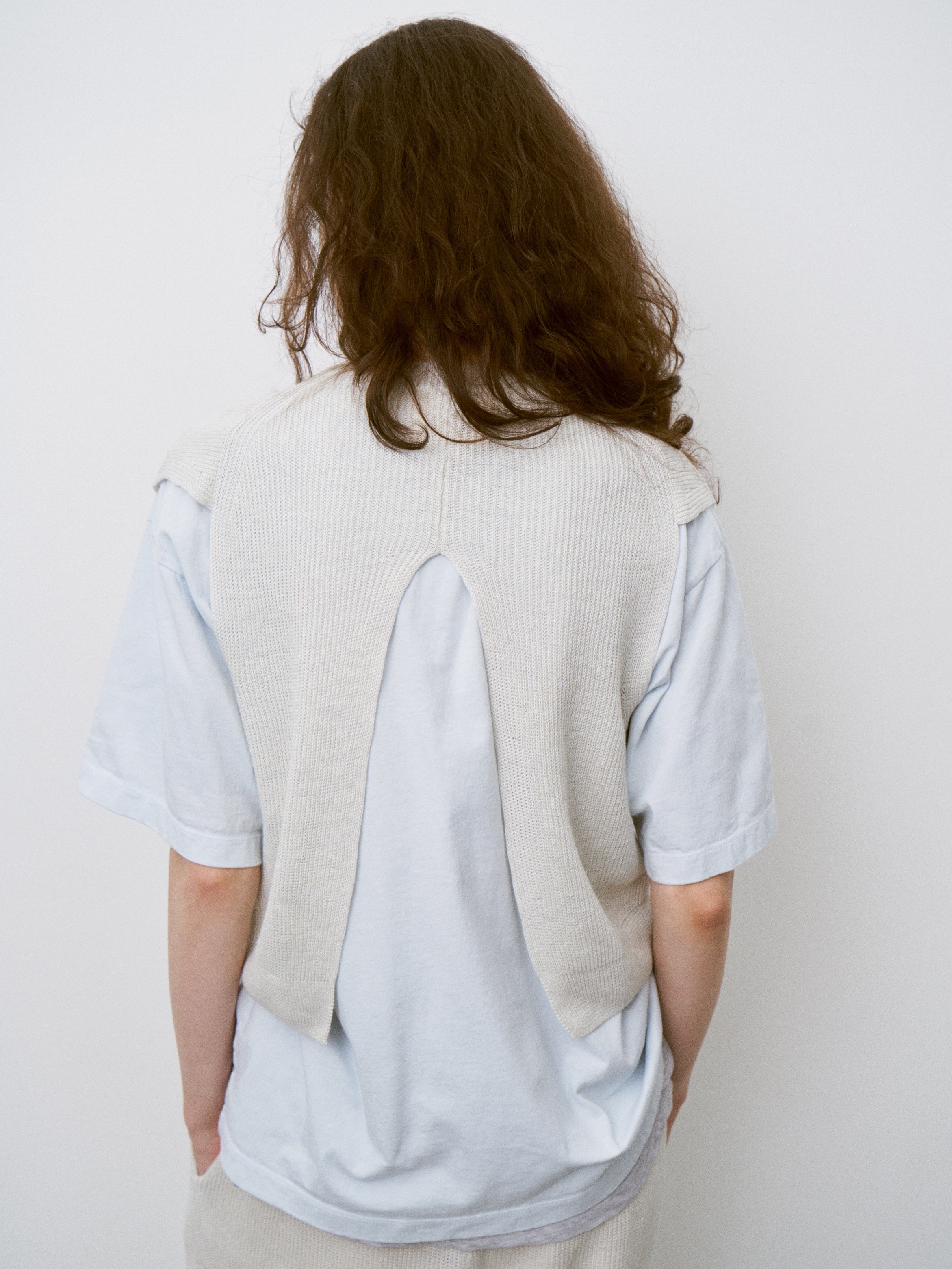 FRENCH LINEN RIBBED-KNIT VEST
