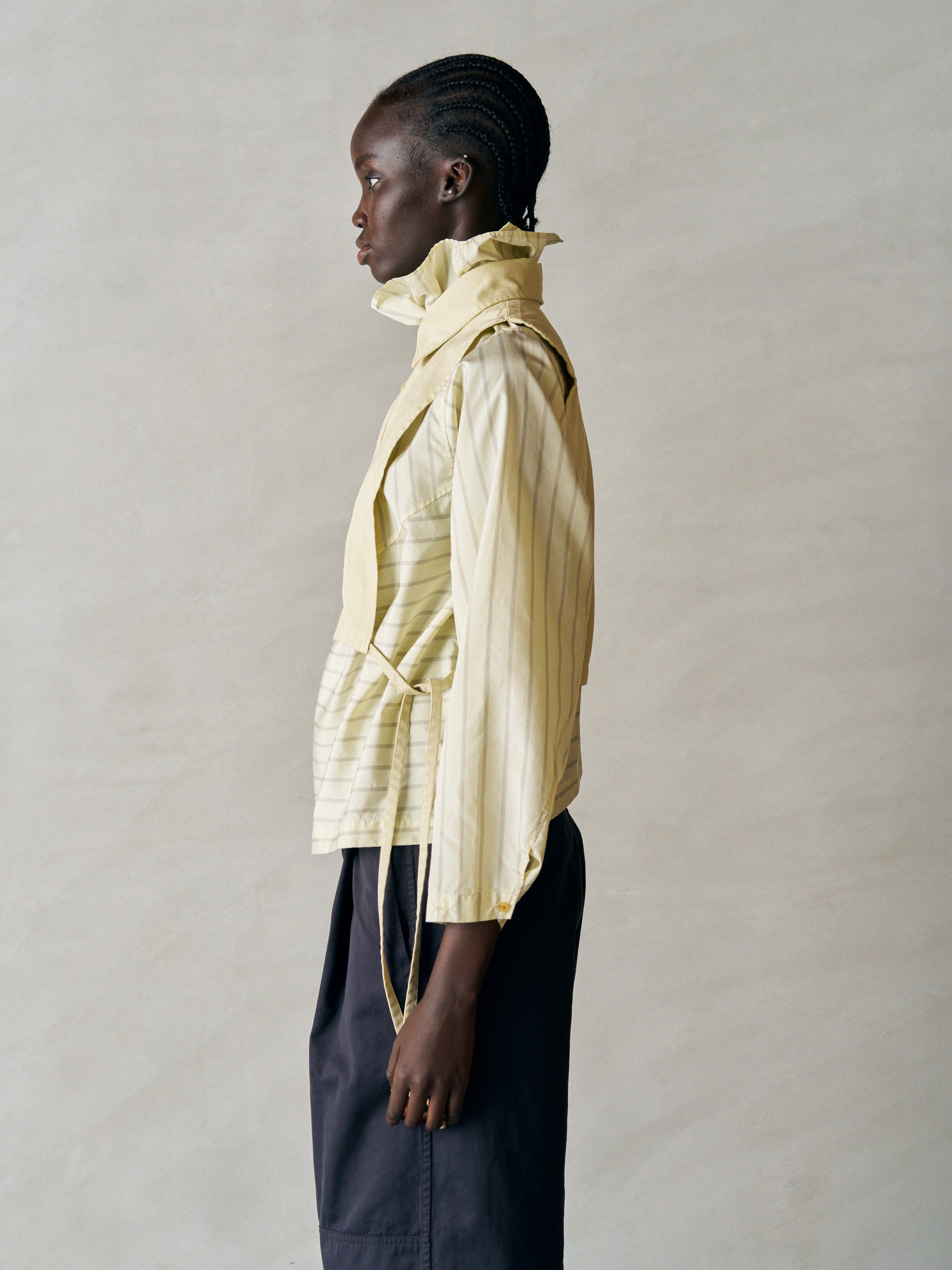 SILK & NYLON SHEER TAFFETA STRIPE P/O