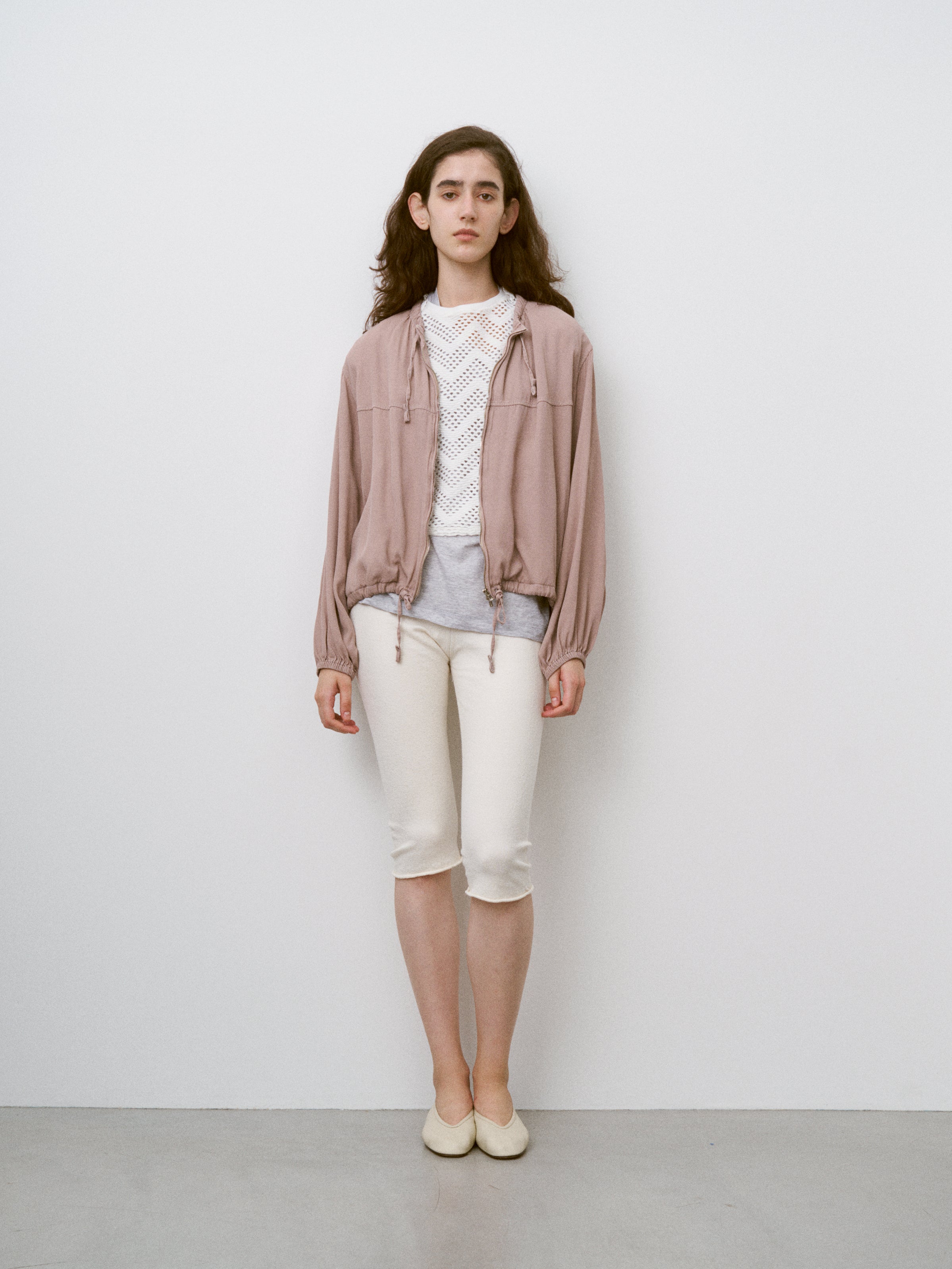 RAYON GABARDINE PIGMENT WASHED ZIP-UP BLOUSON