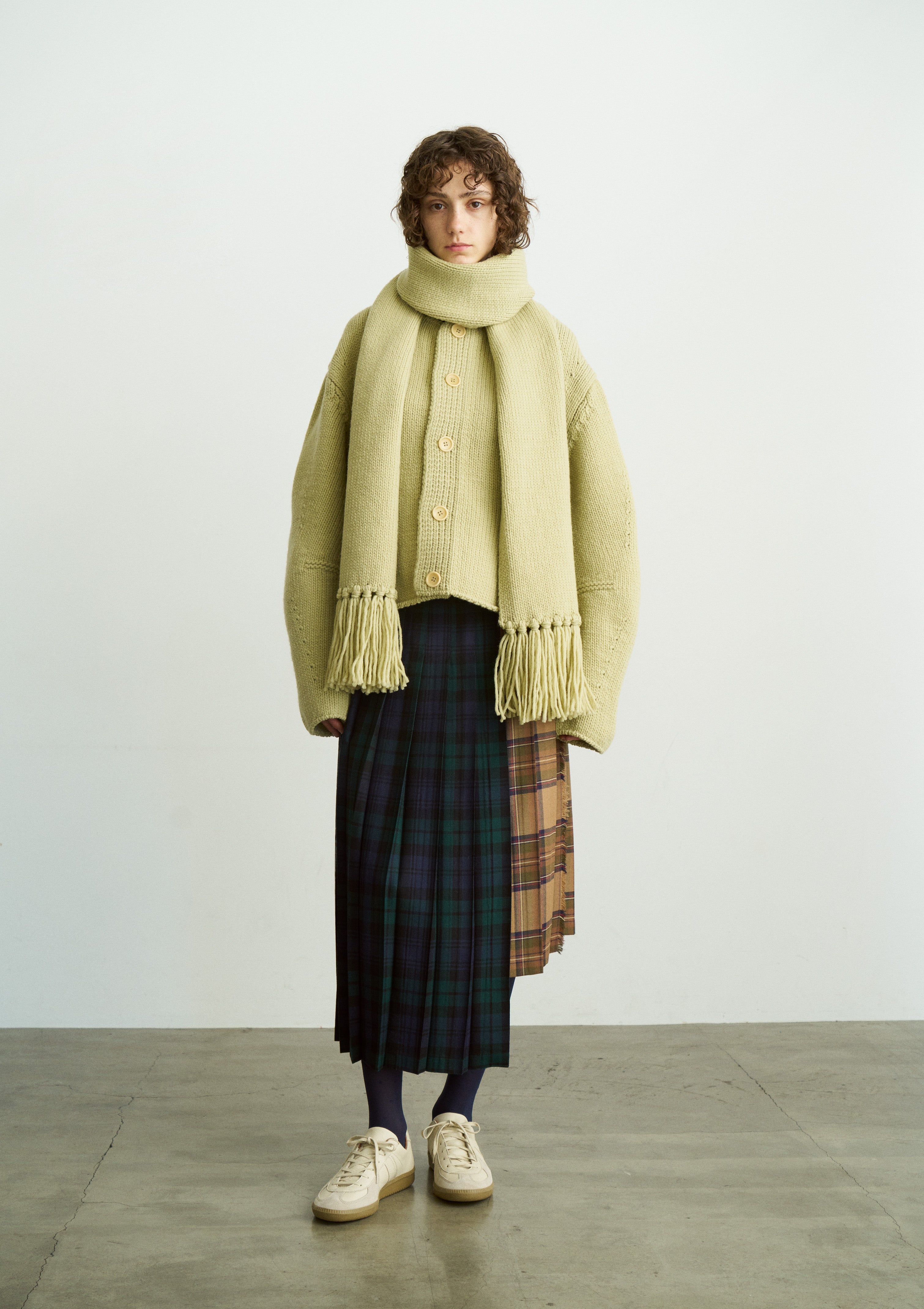 FRENCH MERINO FELT YARN CHUNCKY-KNIT MUFFLER