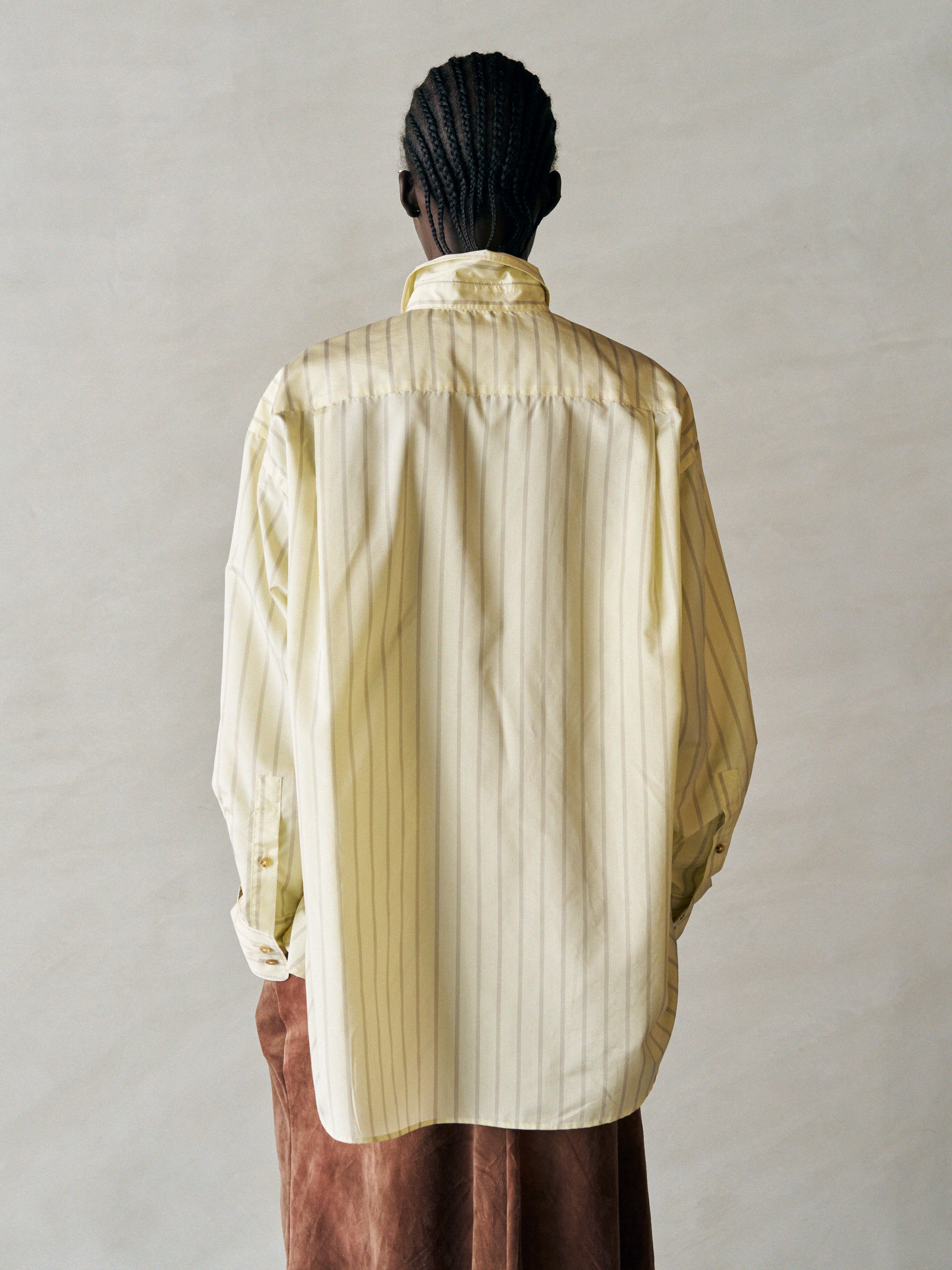 SILK & NYLON SHEER TAFFETA STRIPE SHIRT