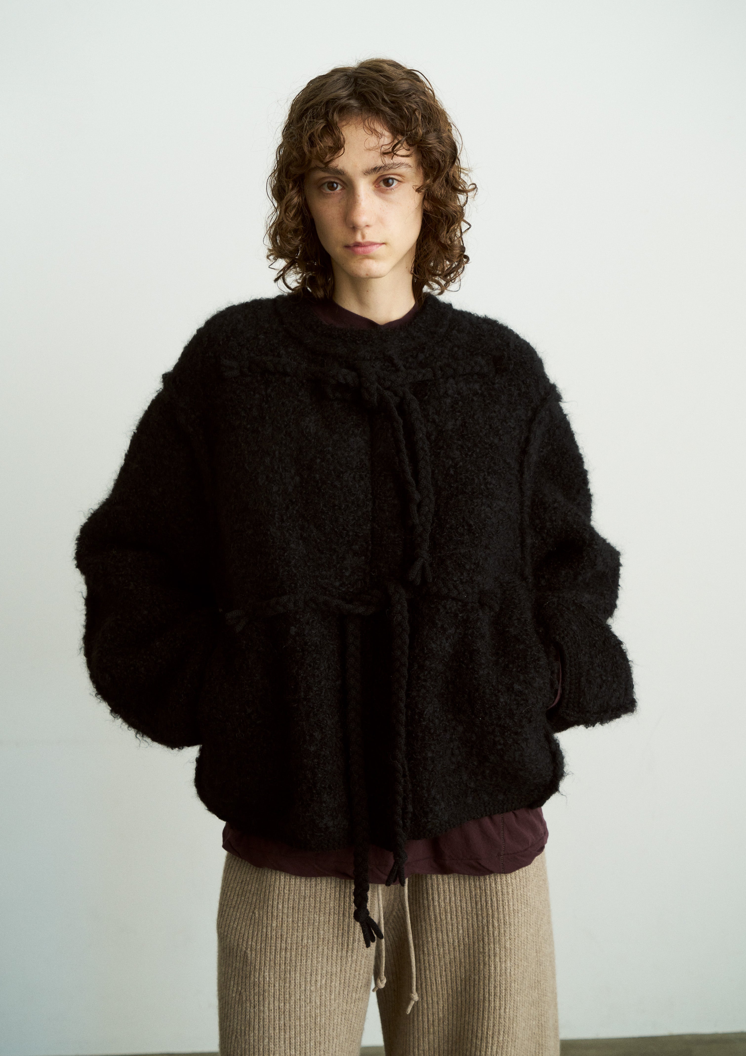 MOHAIR & SHETLAND WOOL JUMBO LOOP KNIT JACKET