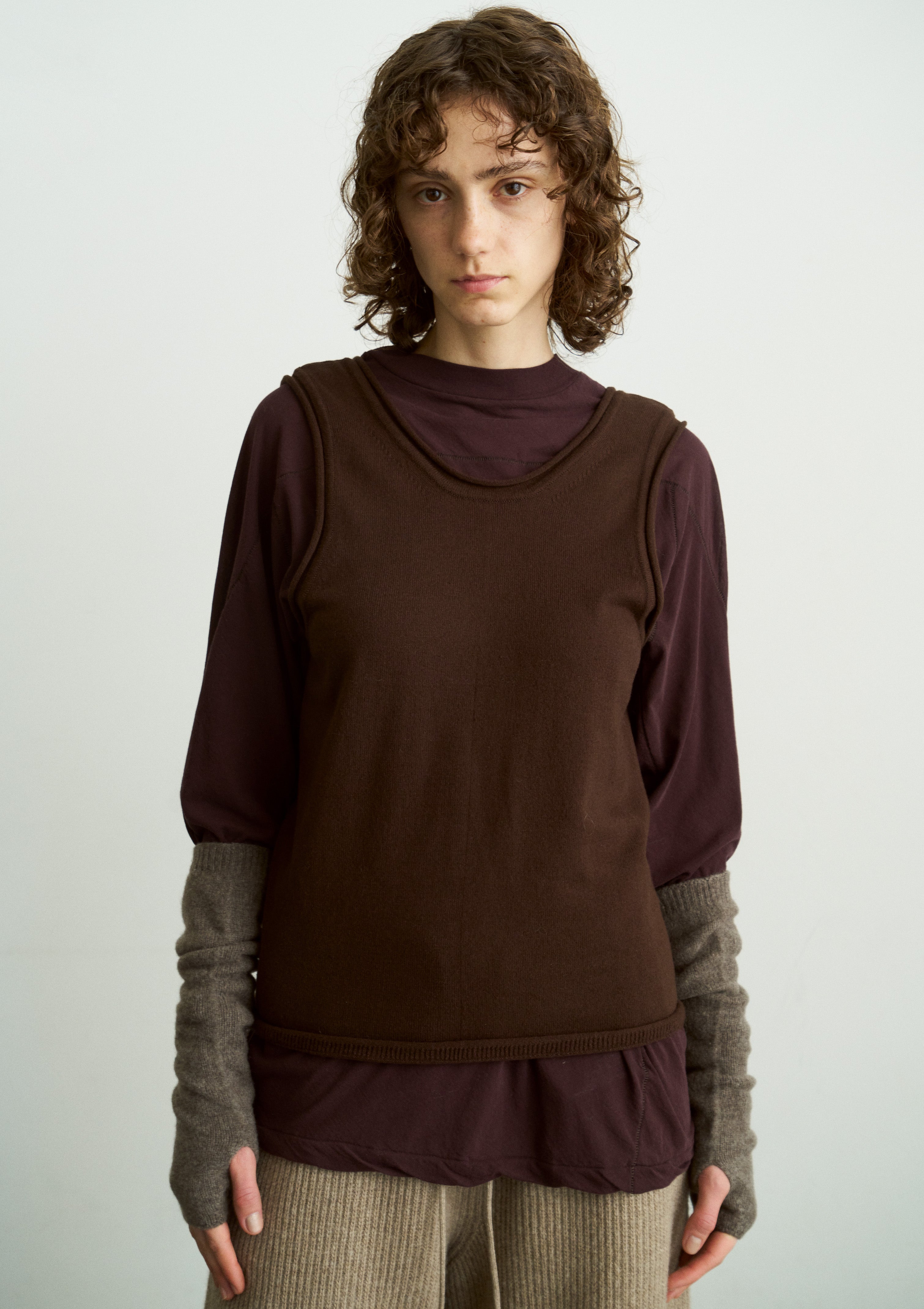 BRUSHED SILK COTTON SLEEVELESS TOP