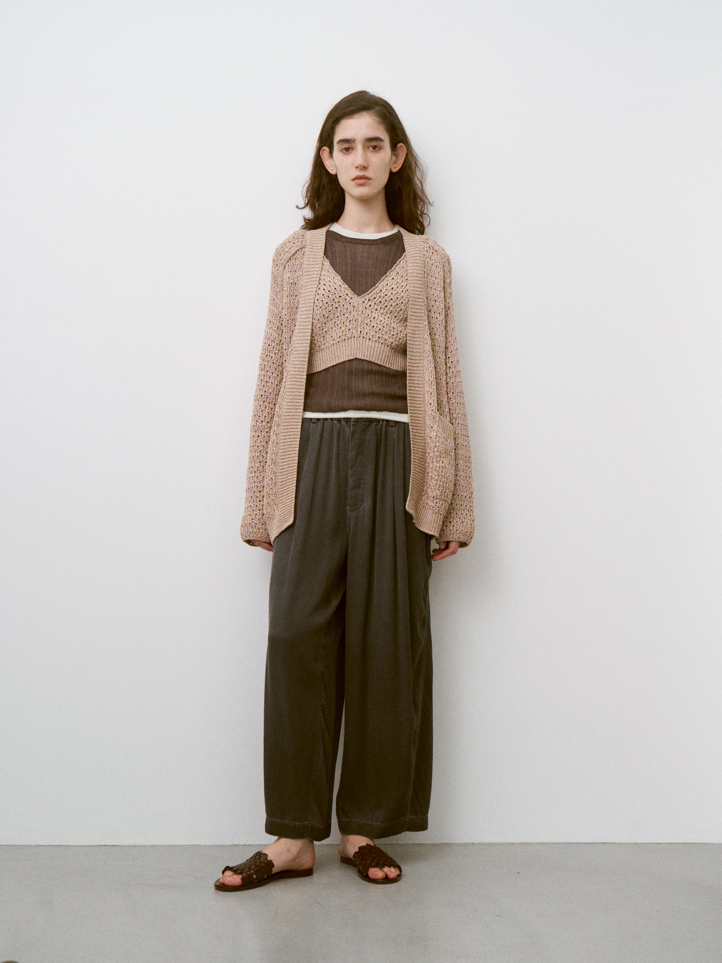 DOUBLE HONEYCOMB MESH-KNIT BUTTONLESS C/D