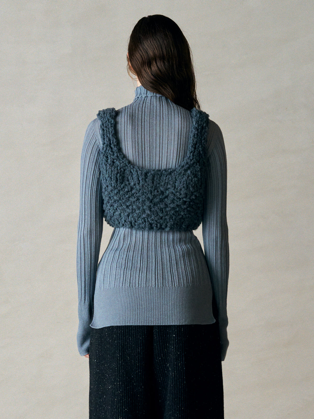 BRITISH SUPER DOWN SLUB FELT YARN HAND-KNIT BUISTIER