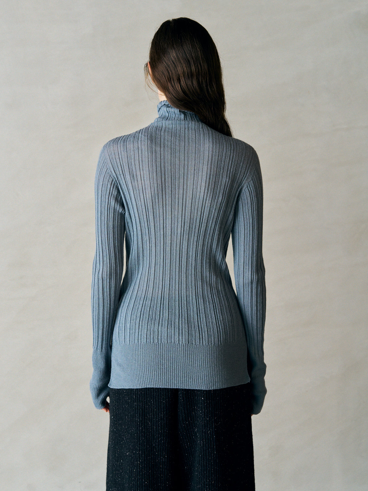 ROYAL BABY ALPACA RANDOM RIBBED-KNIT HIGH-NECK P/O