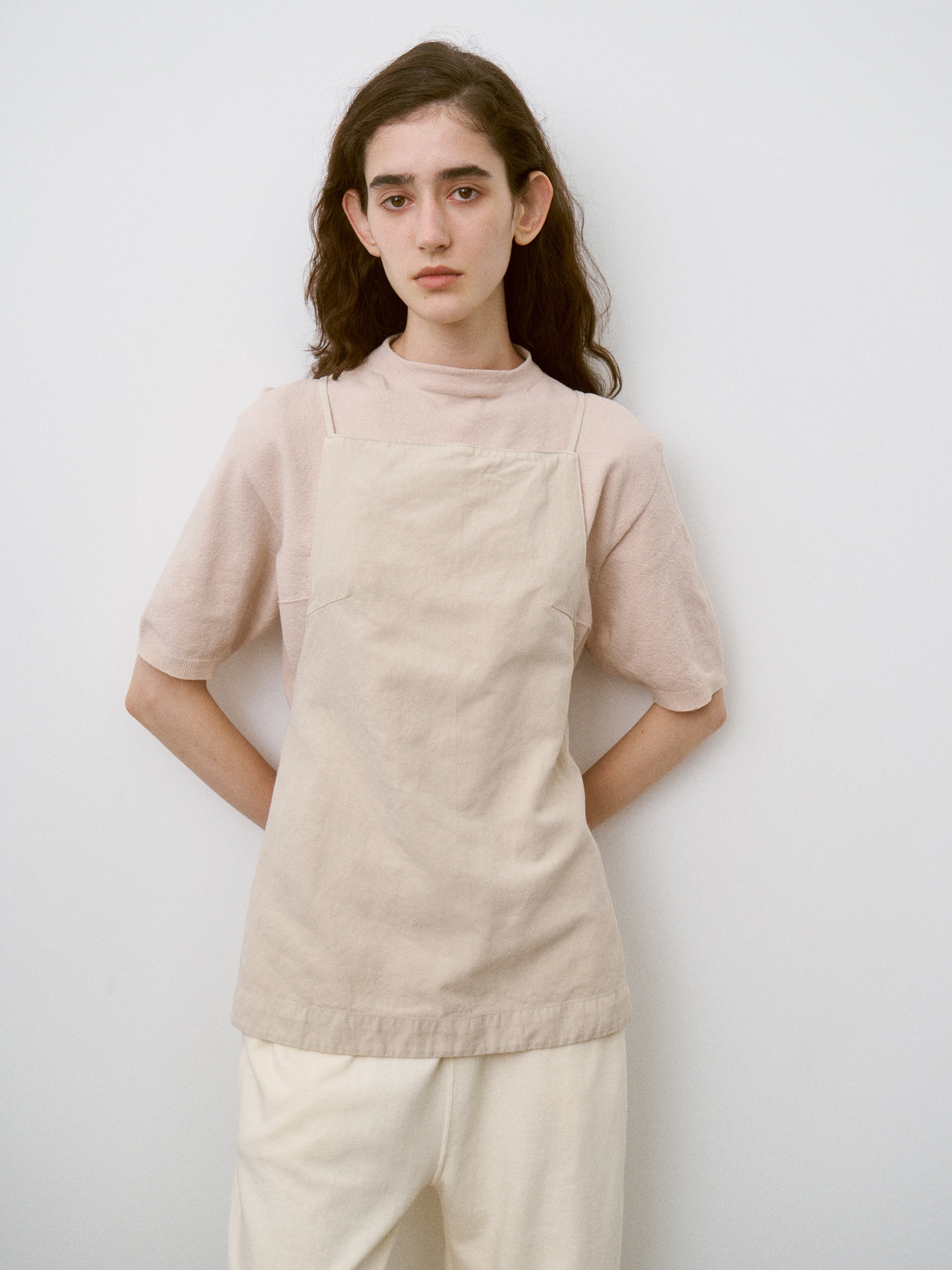 COTTON & LINEN GARMENT DYEING APRON-STYLE CAMISOLE
