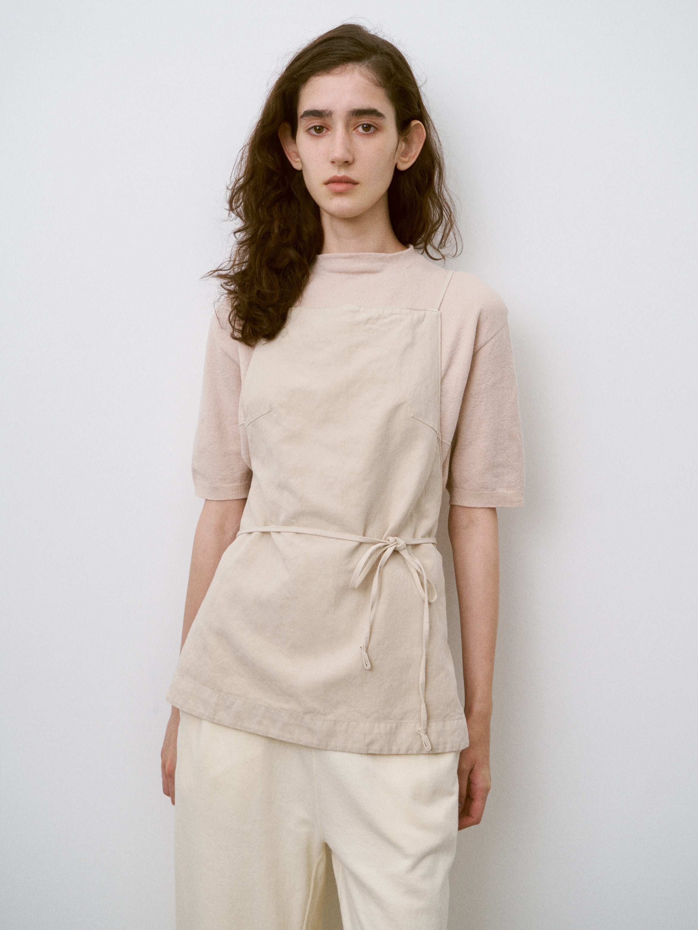 COTTON & LINEN GARMENT DYEING APRON-STYLE CAMISOLE