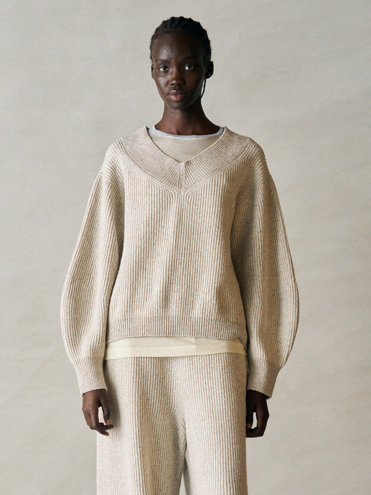 WOOLEN COTTON & SILK NEP WOOL TWEED-KNIT P/O