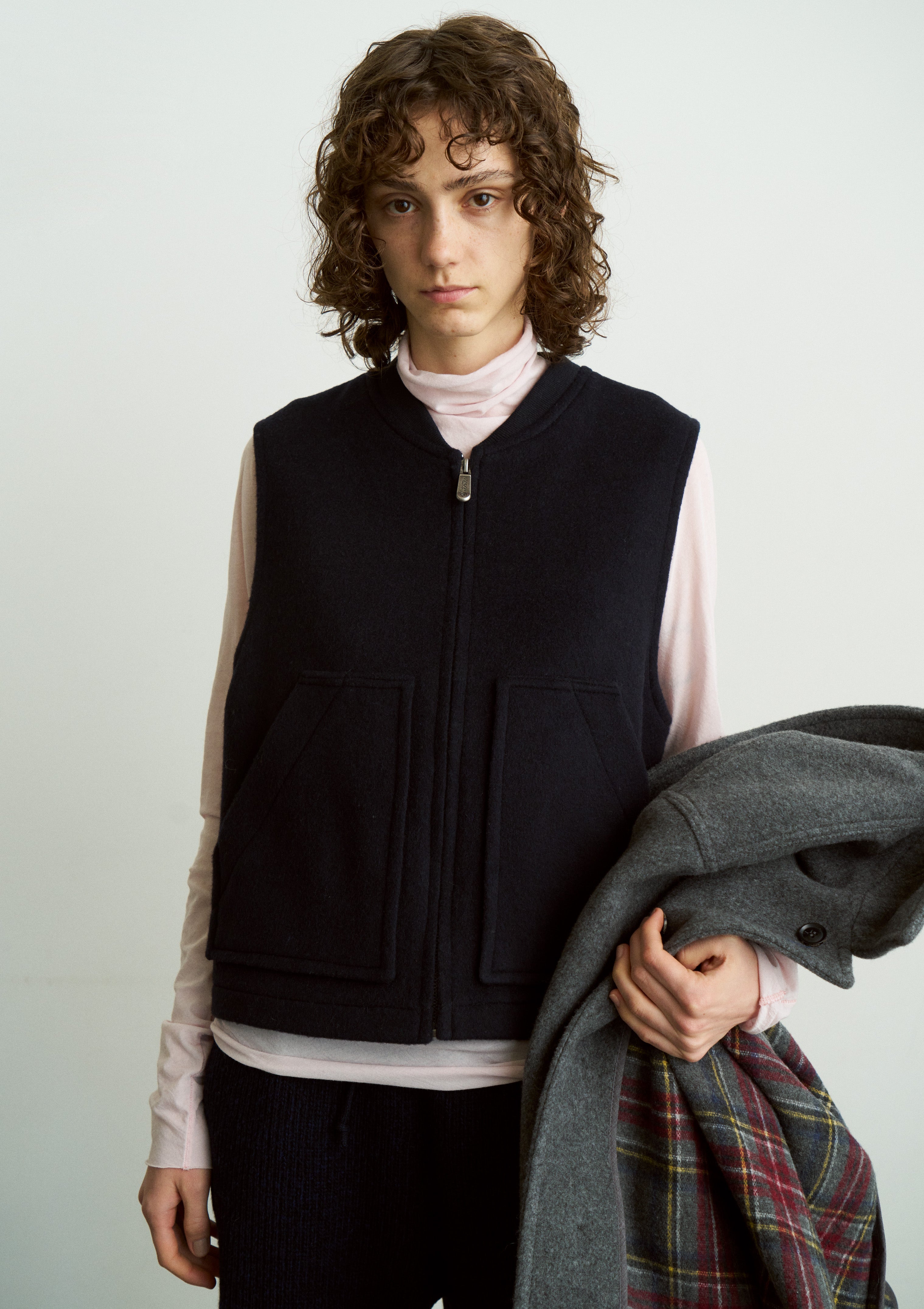【 LONDON TRADITION × UNFIL 】WOOL BLEND DOUBLE FACE ZIP-UP VEST