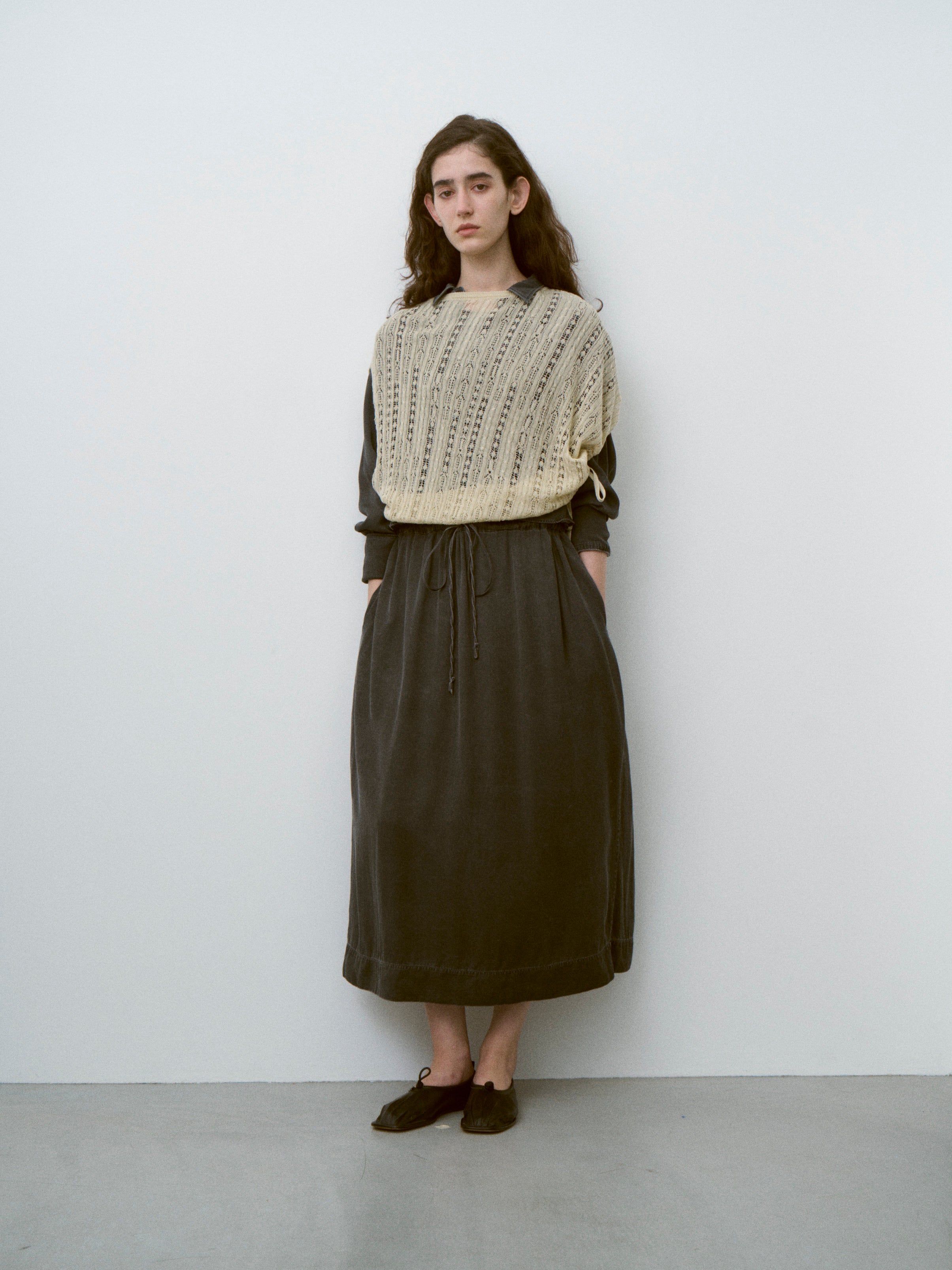 RAYON GABARDINE PIGMENT WASHED DRESS