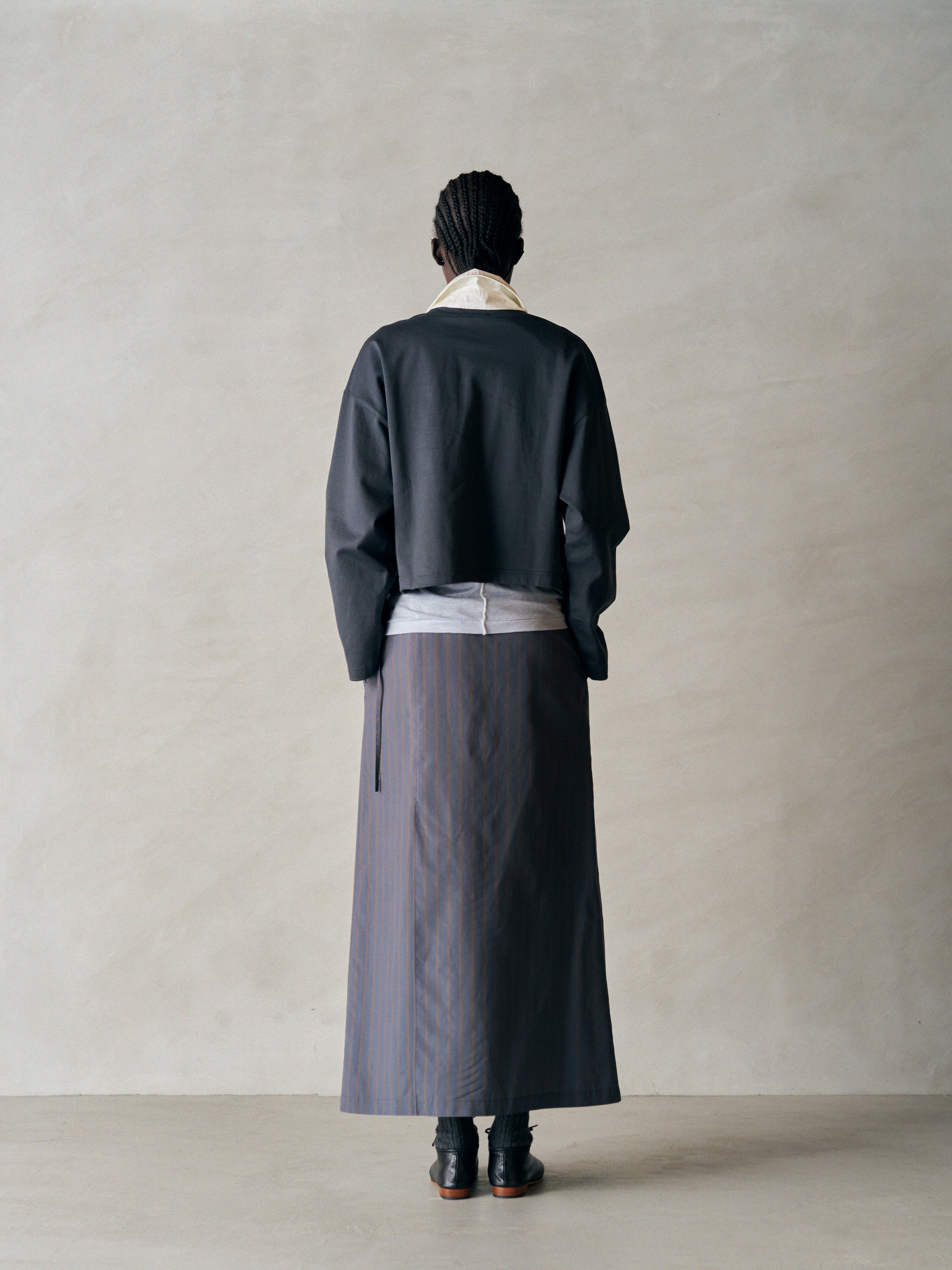 SILK & NYLON SHEER TAFFETA STRIPE SKIRT