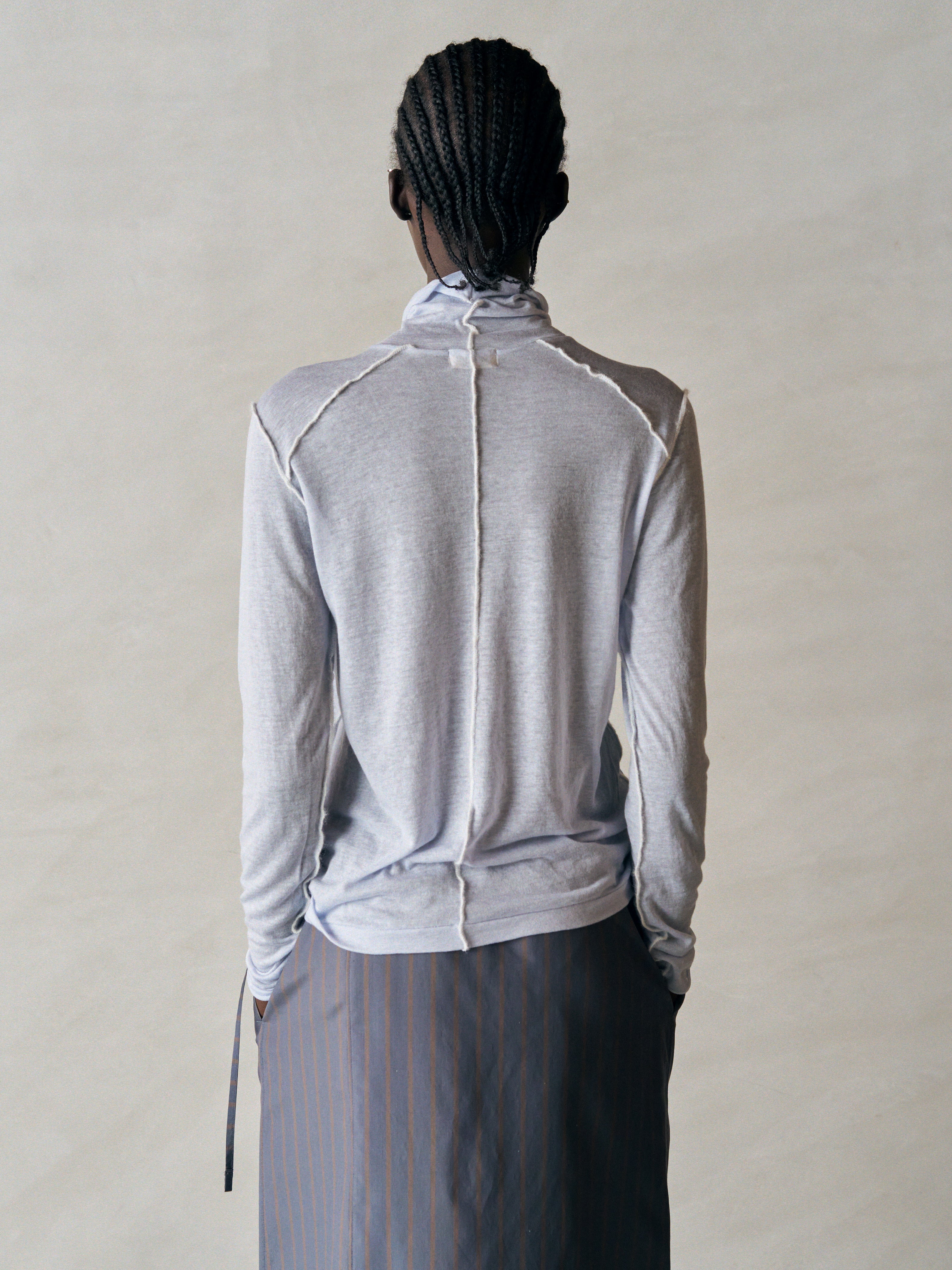 CASHMERE & SUPIMA COTTON GAUZE JERSEY TURTLE-NECK TEE
