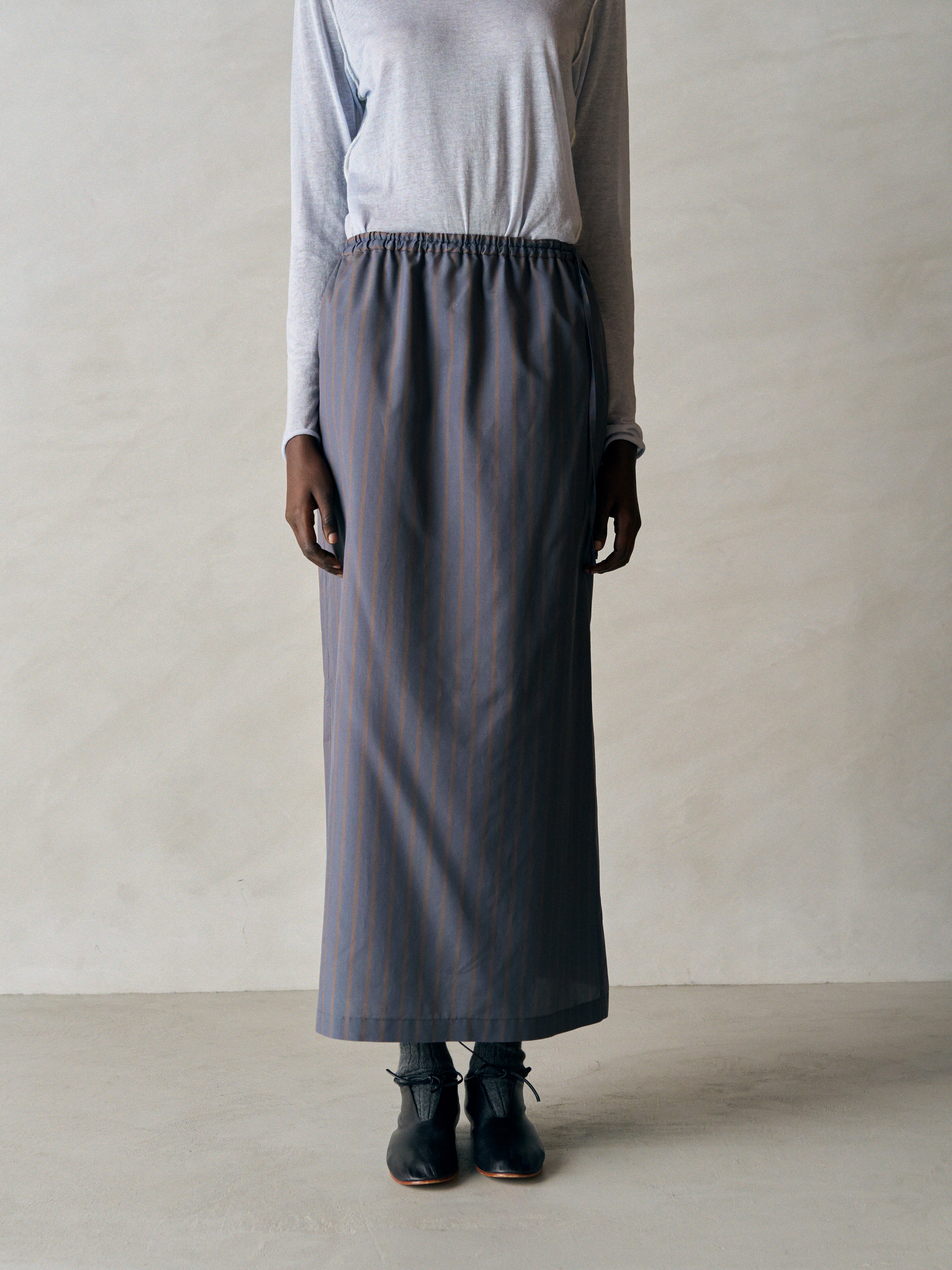SILK & NYLON SHEER TAFFETA STRIPE SKIRT