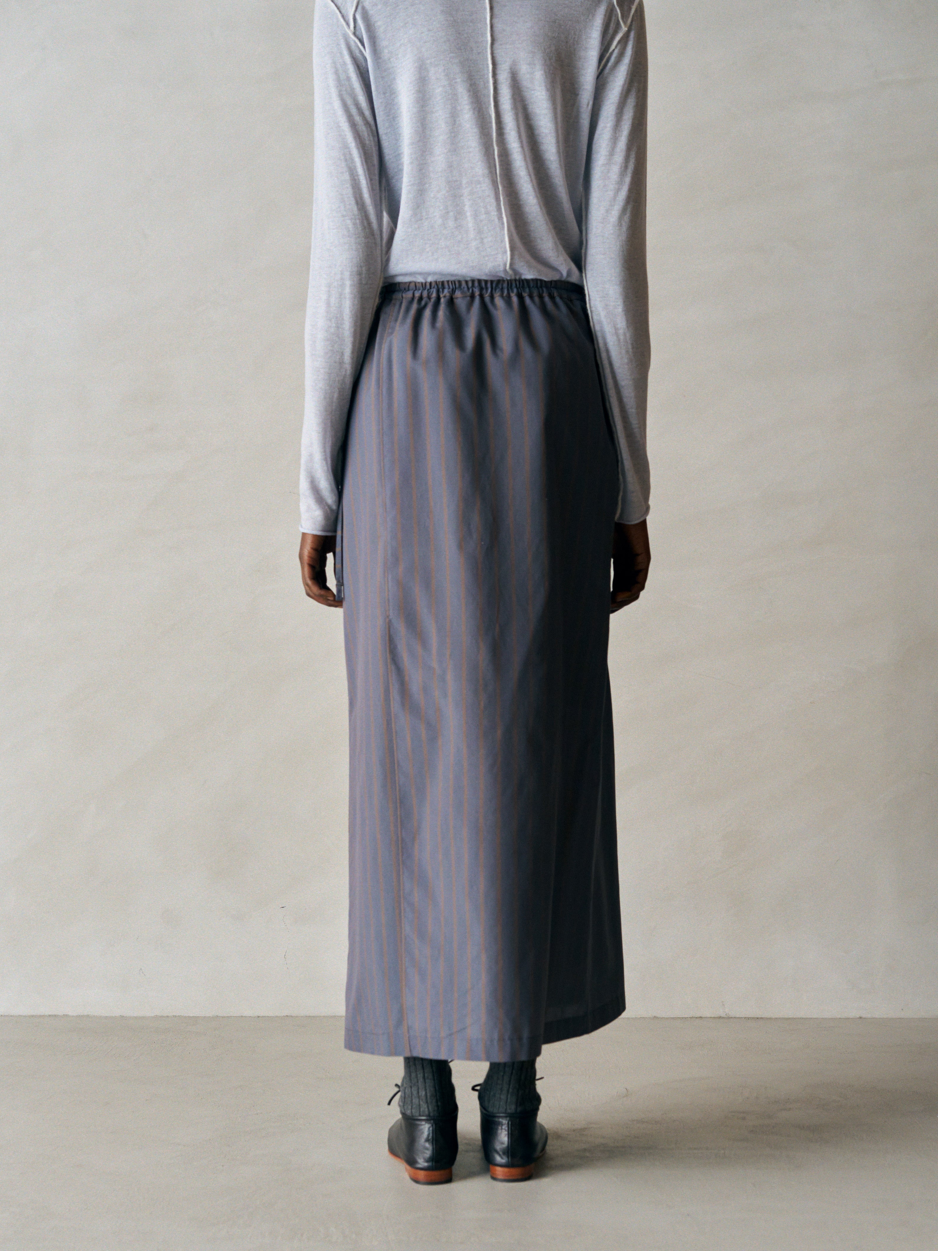SILK & NYLON SHEER TAFFETA STRIPE SKIRT