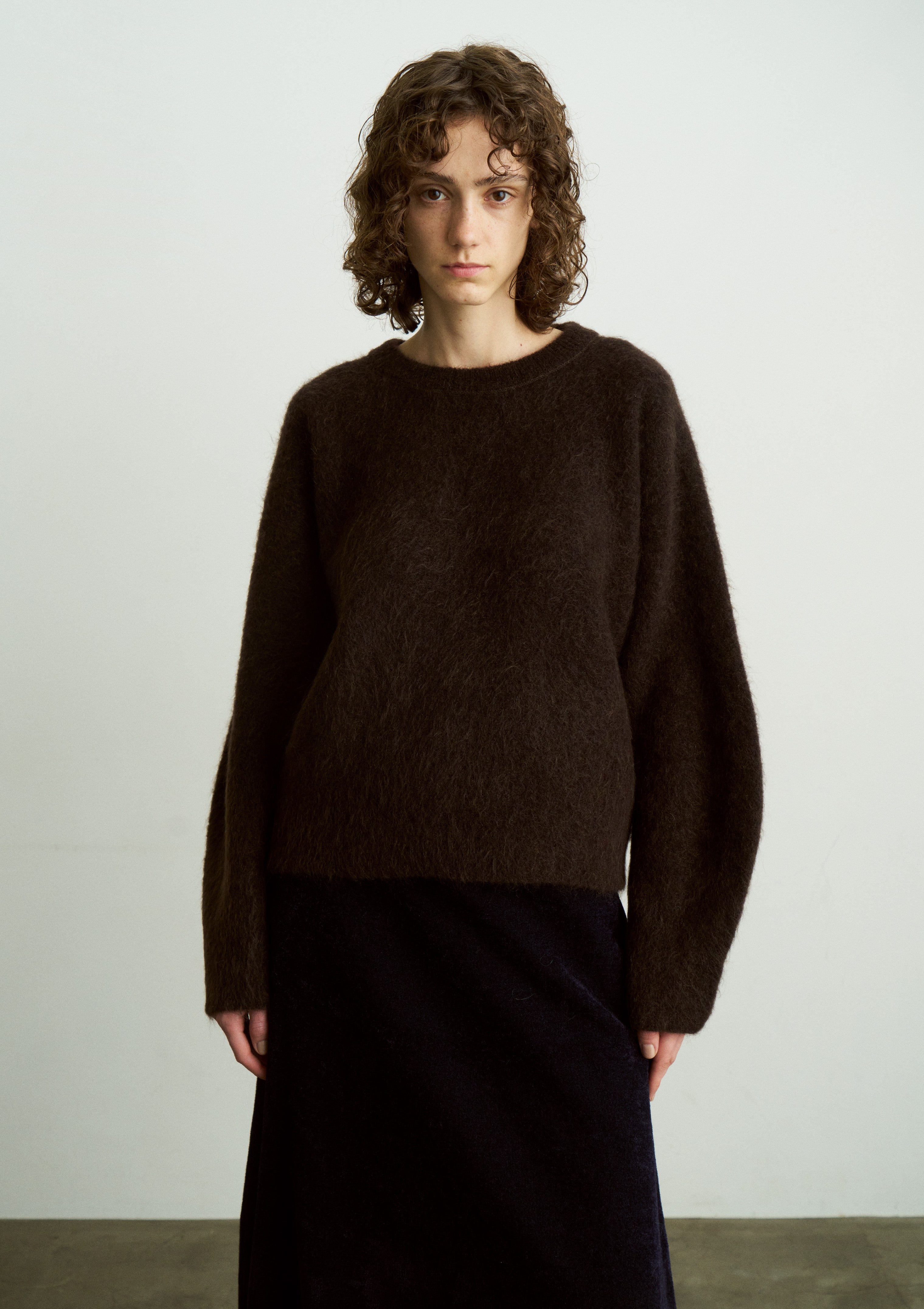 STRETCH SUPERKID MOHAIR CREW-NECK P/O