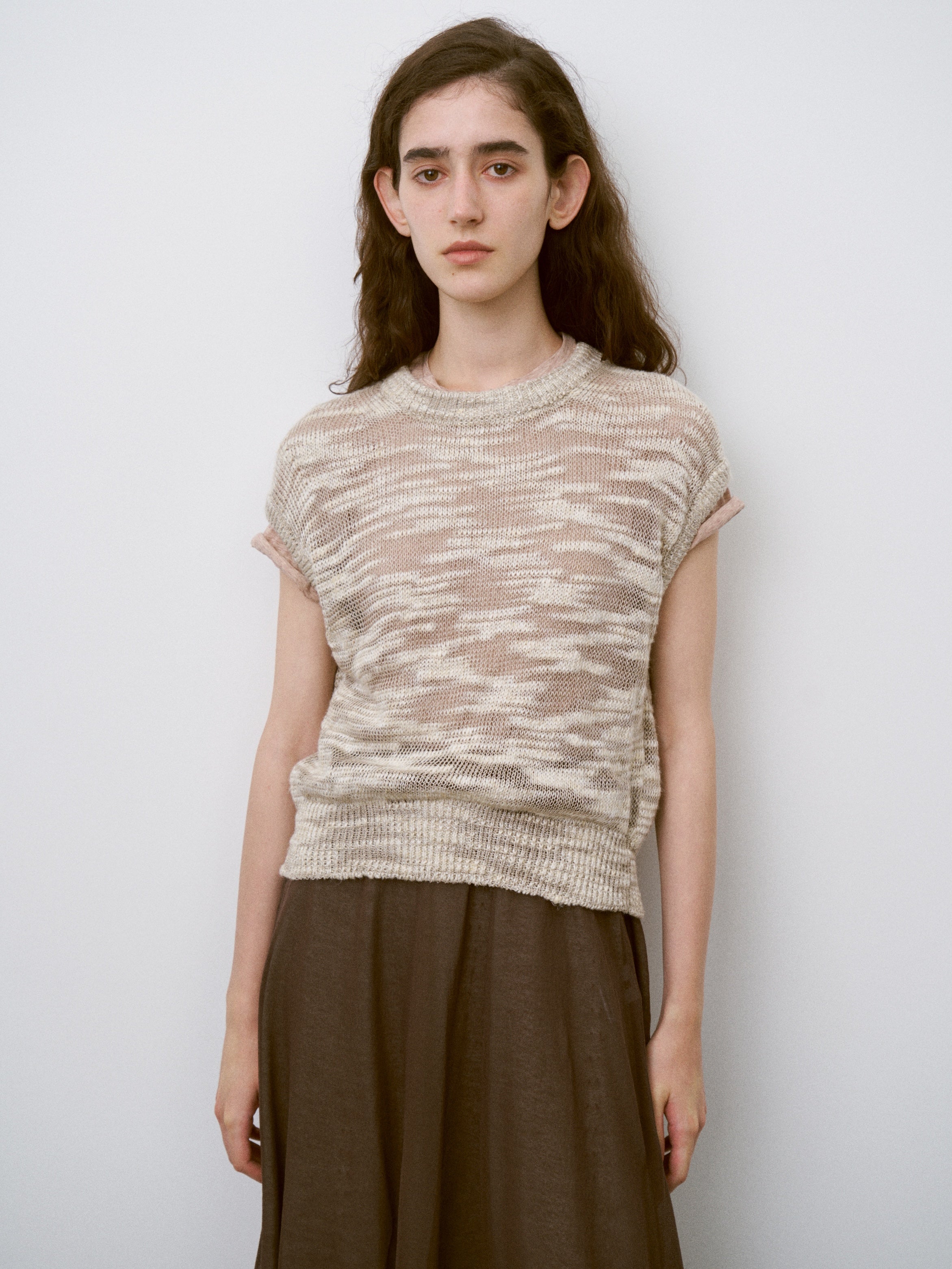 LINEN & SILK MELANGE SLUB YARN VEST