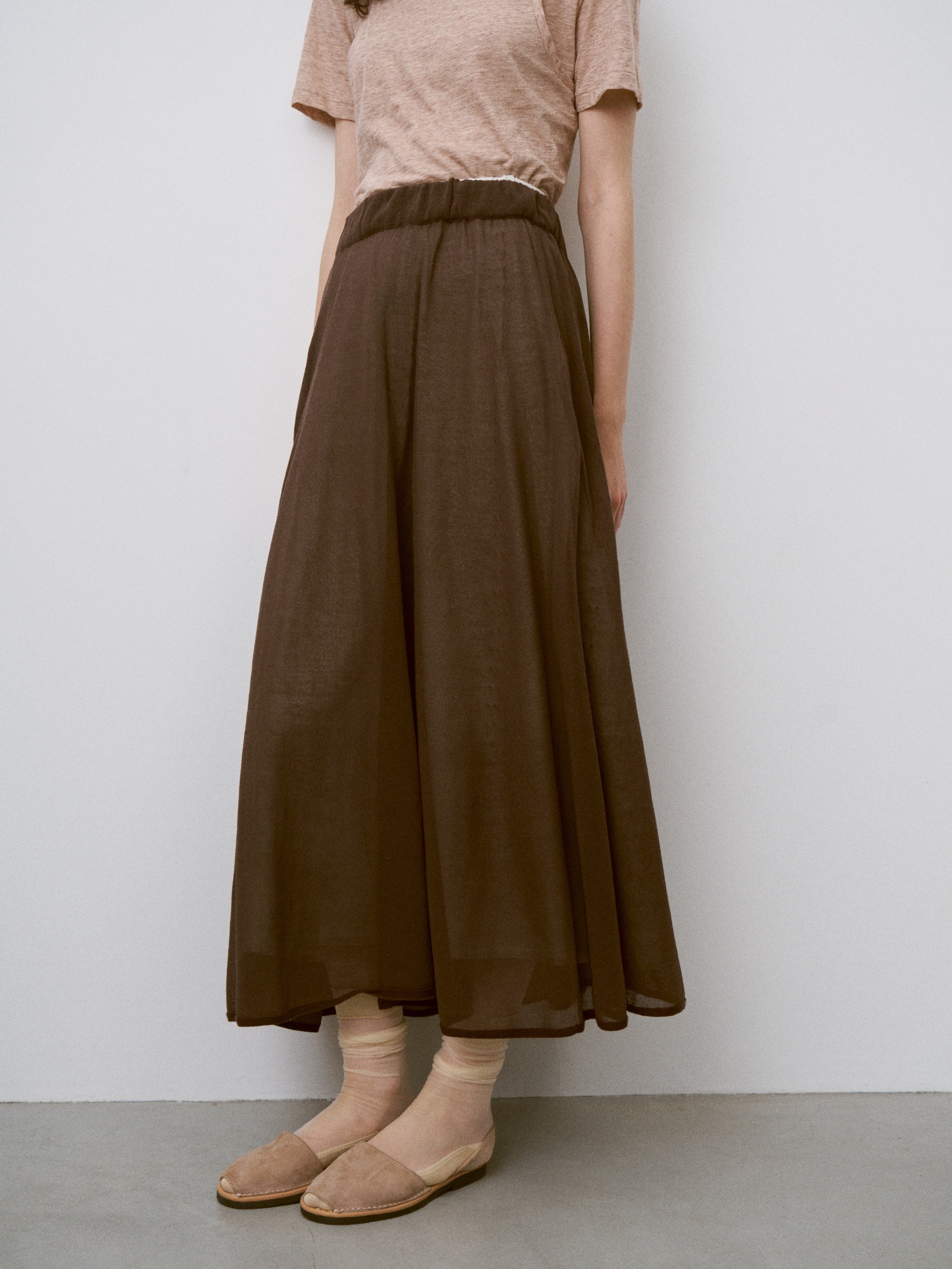 HIGH-TWISTED COTTON SHEER KNIT LAYERED SKIRT