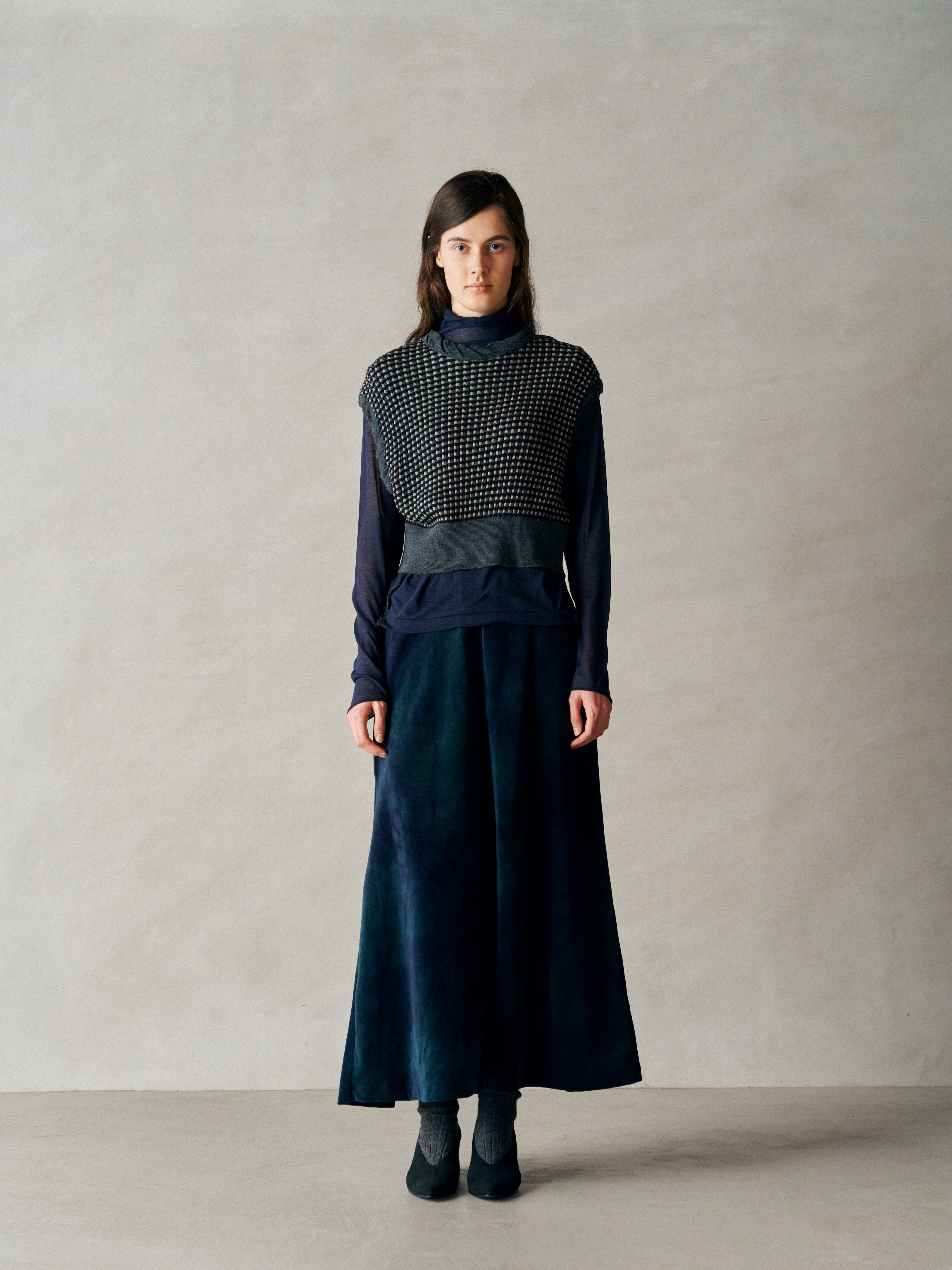 HIGH TWISTED WOOL JQ PATTERN KNIT VEST