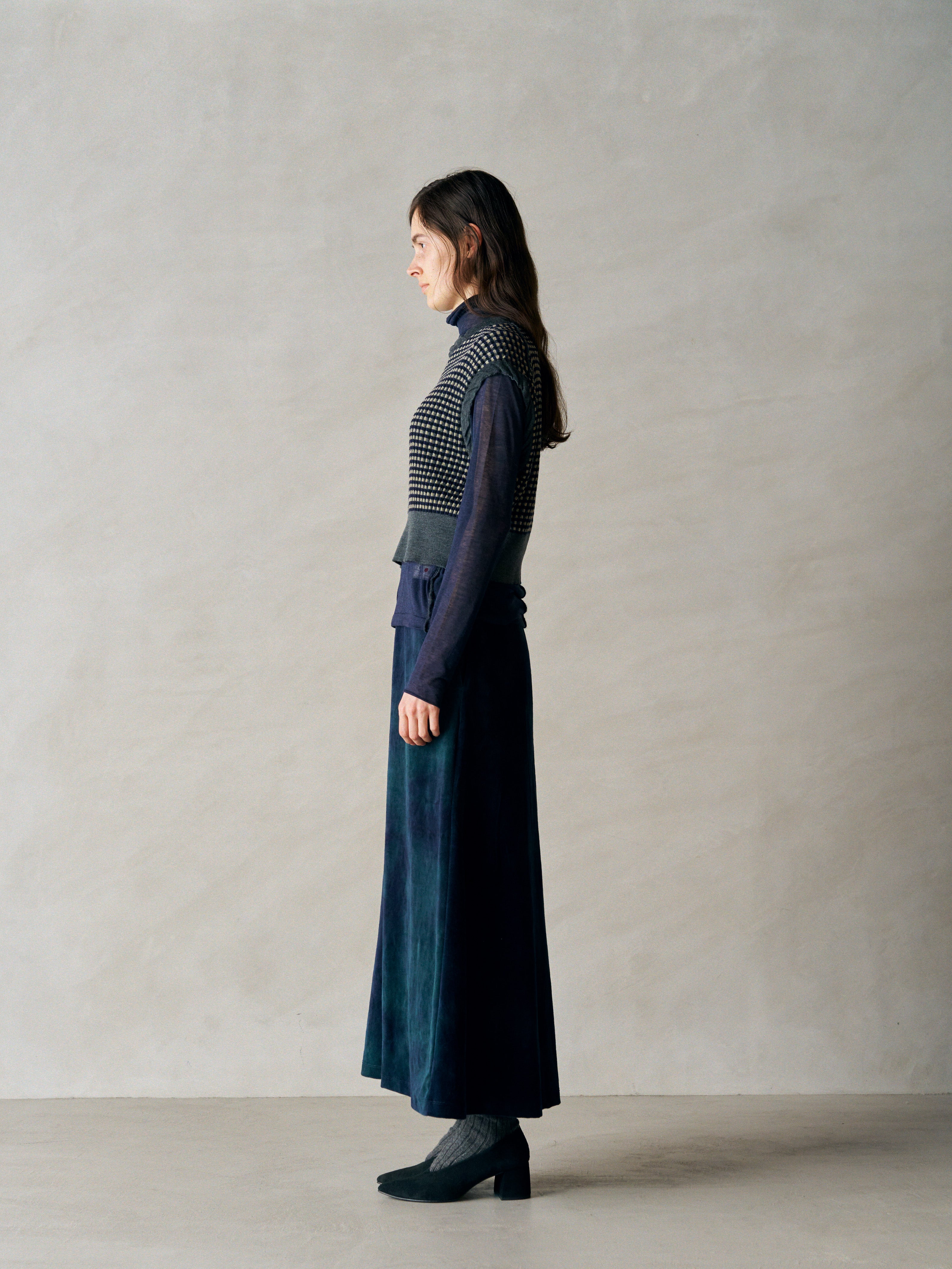 HIGH TWISTED WOOL JQ PATTERN KNIT VEST