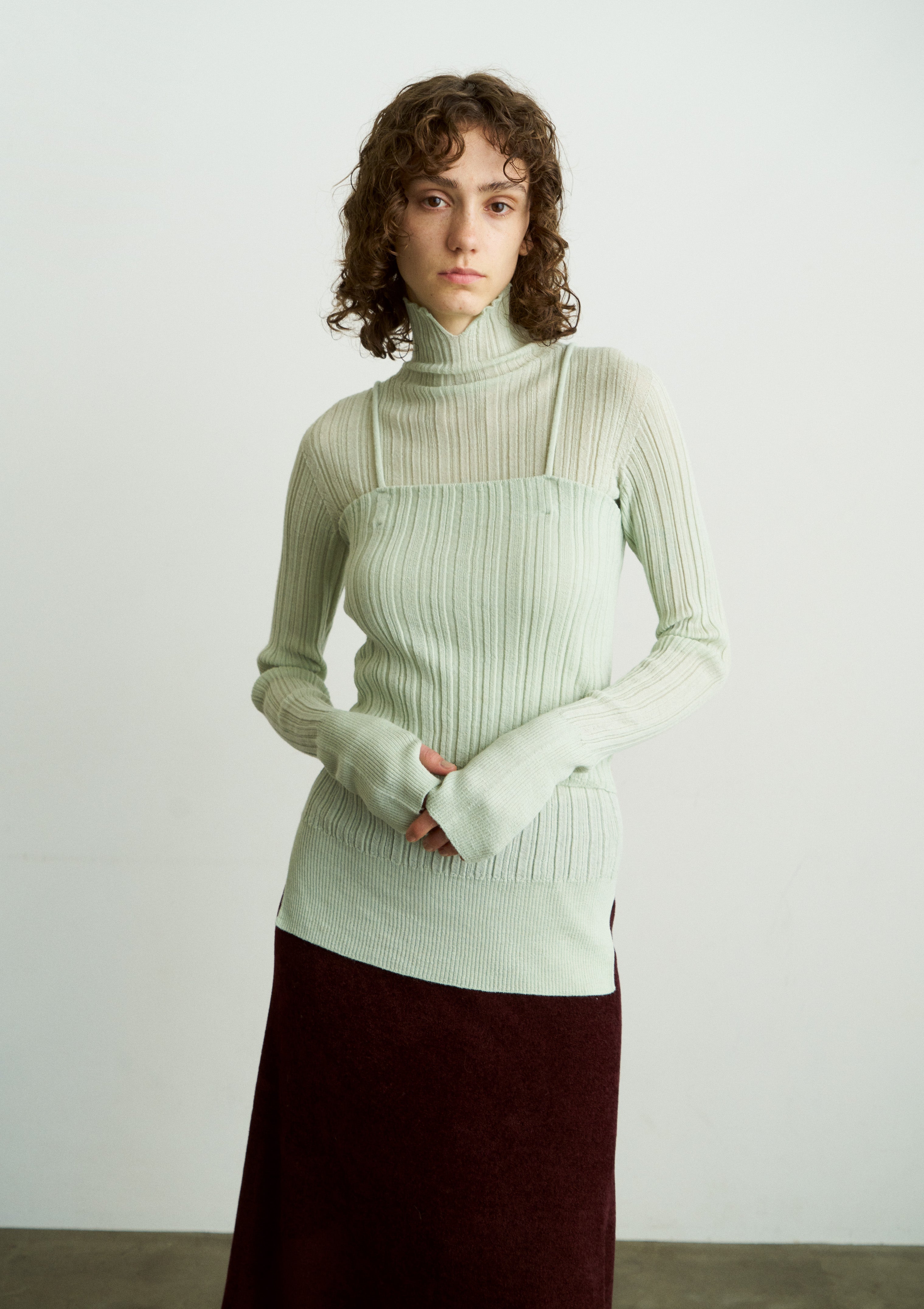 ROYAL BABY ALPACA RANDOM RIBBED-KNIT TUBE TOP